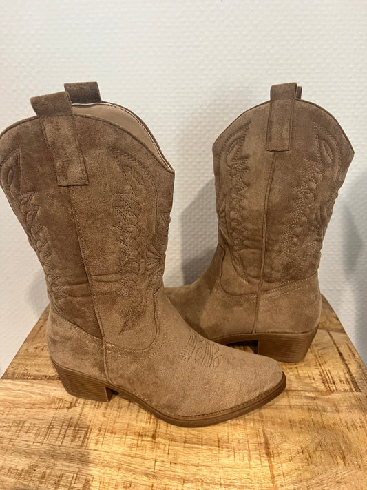 Midi Cowboy Stiefel "Nora - Taupe" taupe Naht 2329
