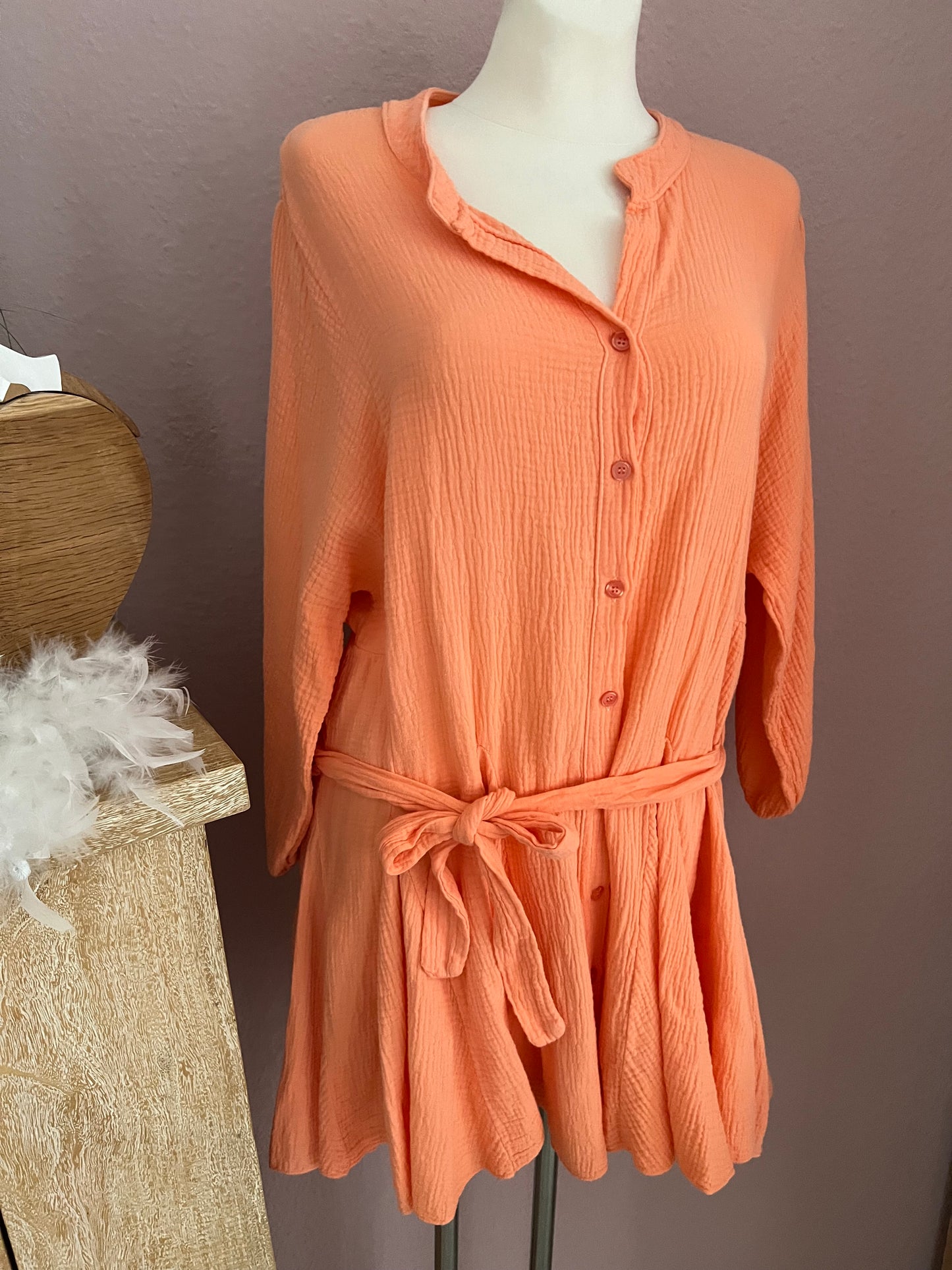 Musselin Kleid zum binden orange