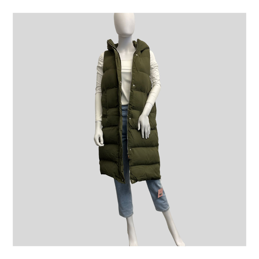 Lange Steppweste "Khaki"