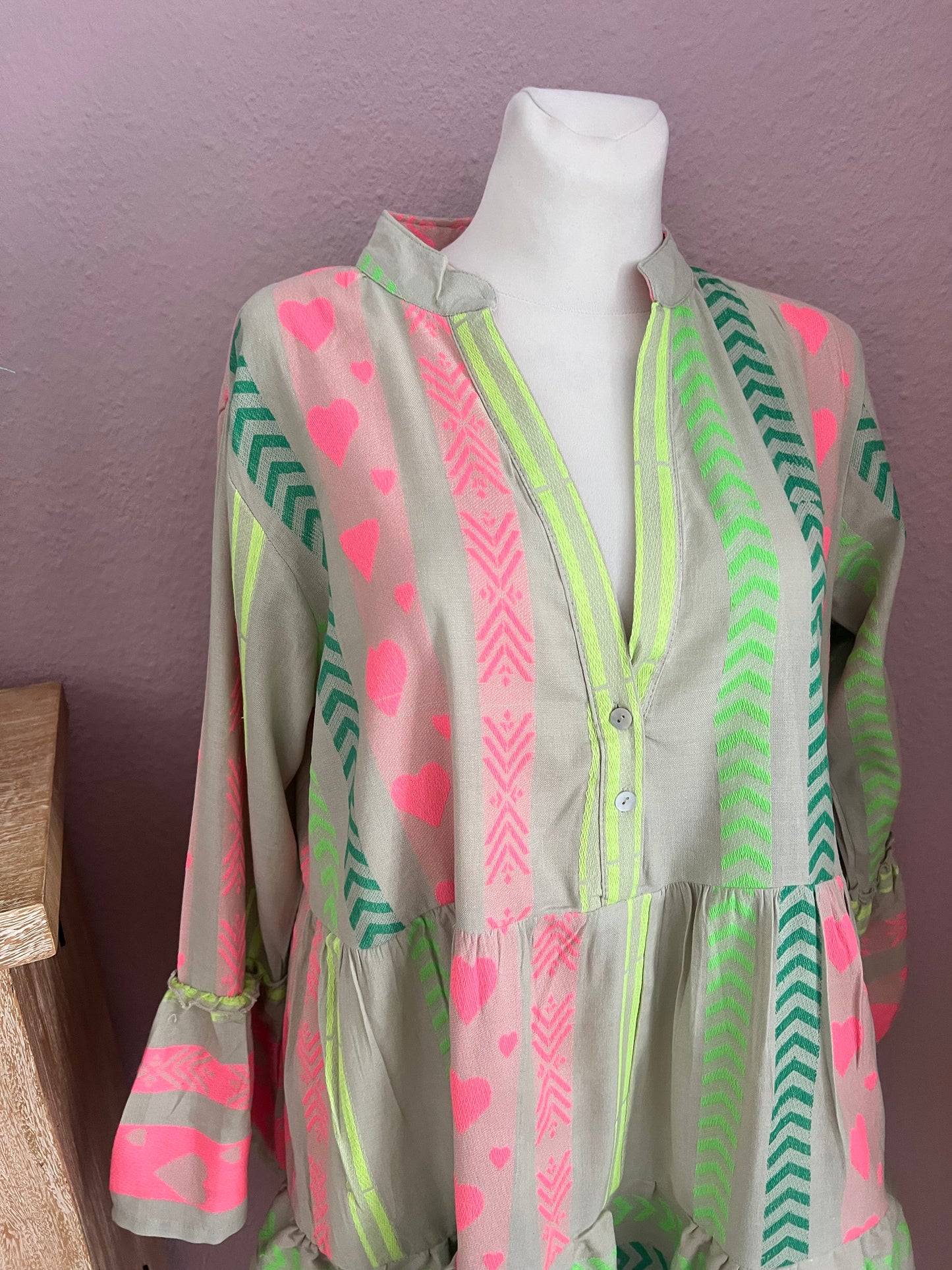 Sommerkleid mint beige pink