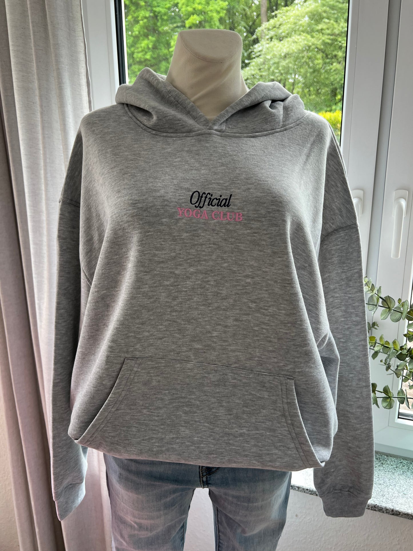 Hoodie Yoga Zwillingsherz hellgrau
