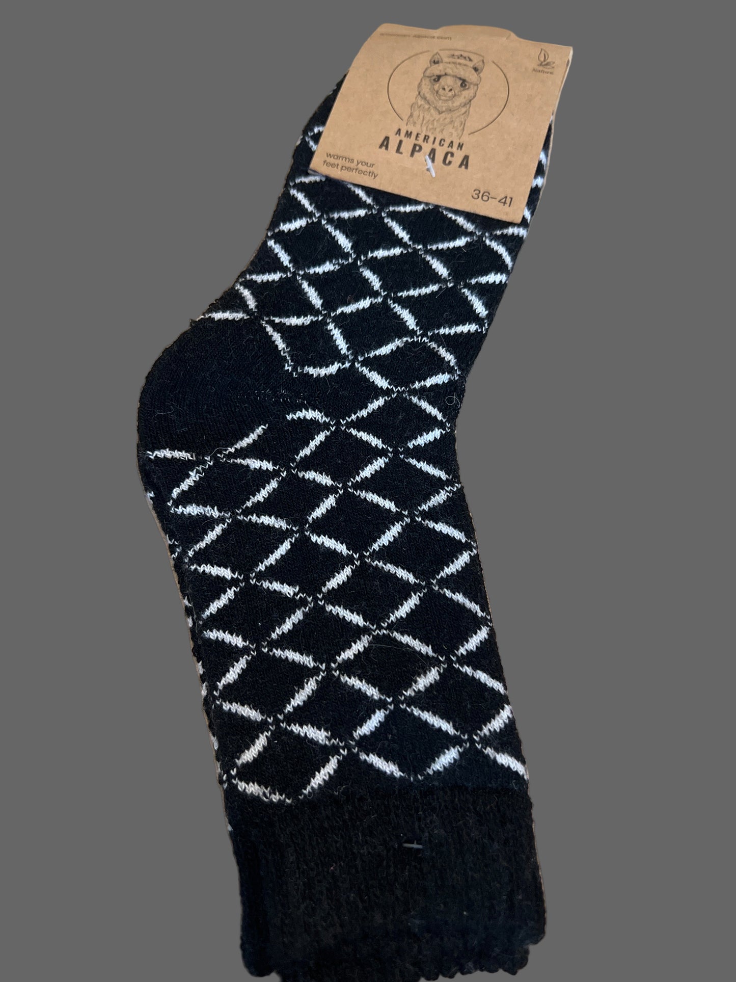 Alpaca Socken schwarz weiß Gr 36-41