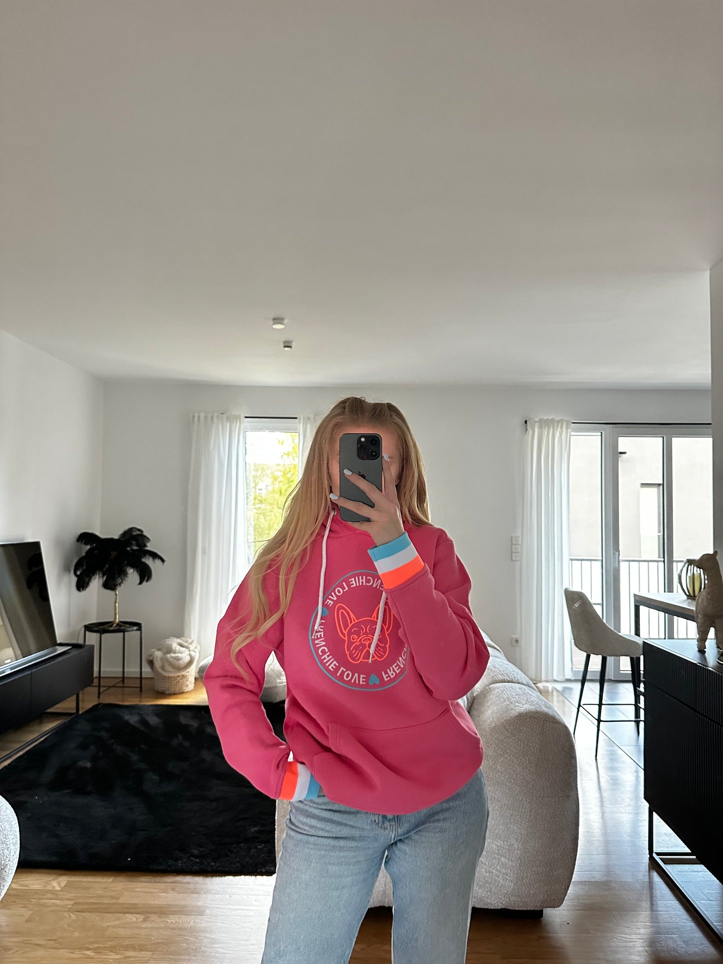 Pinker Hoodie "Frenchie Lover"