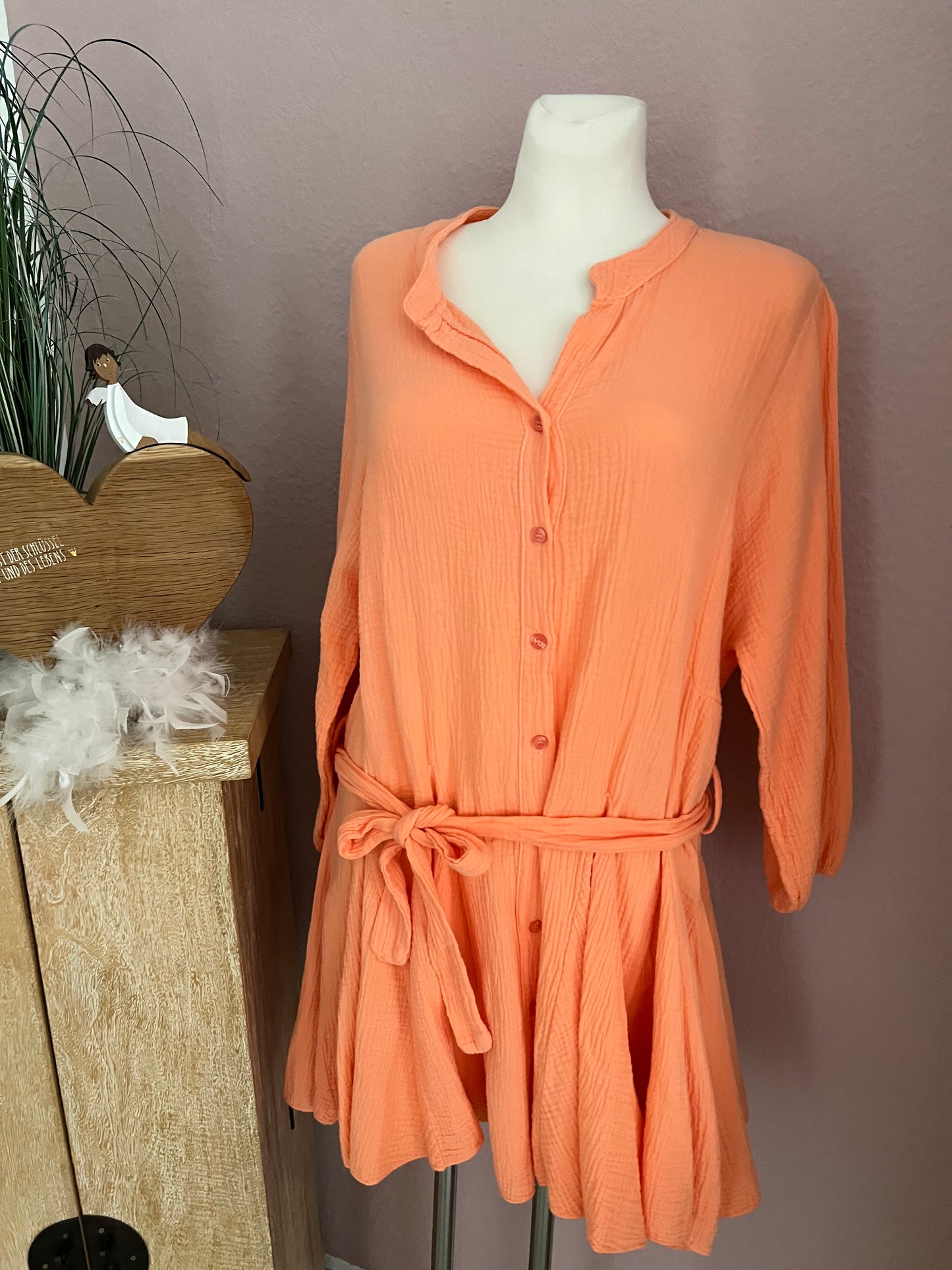 Musselin Kleid zum binden orange
