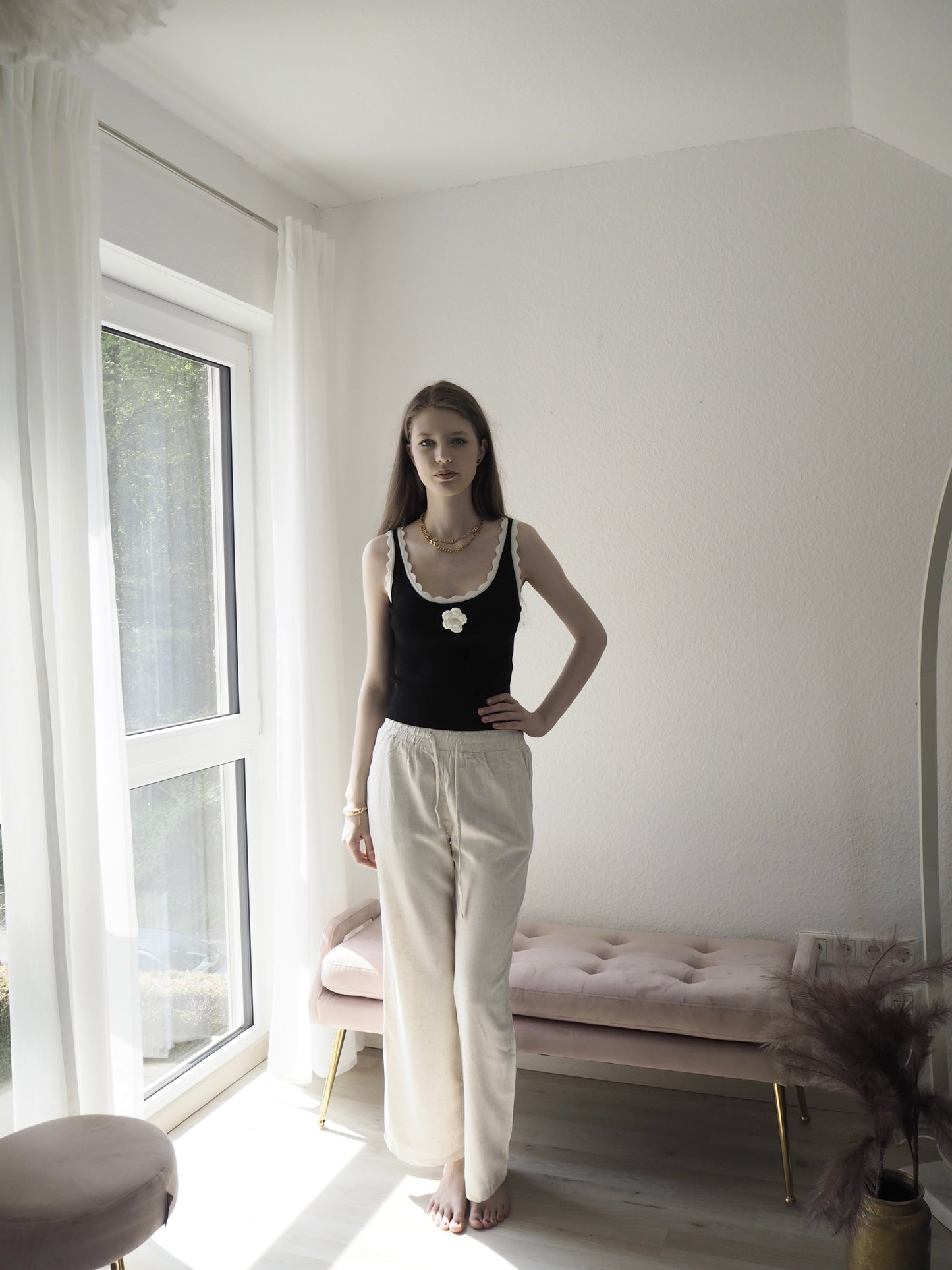 Lange Leinenhose "Beige"