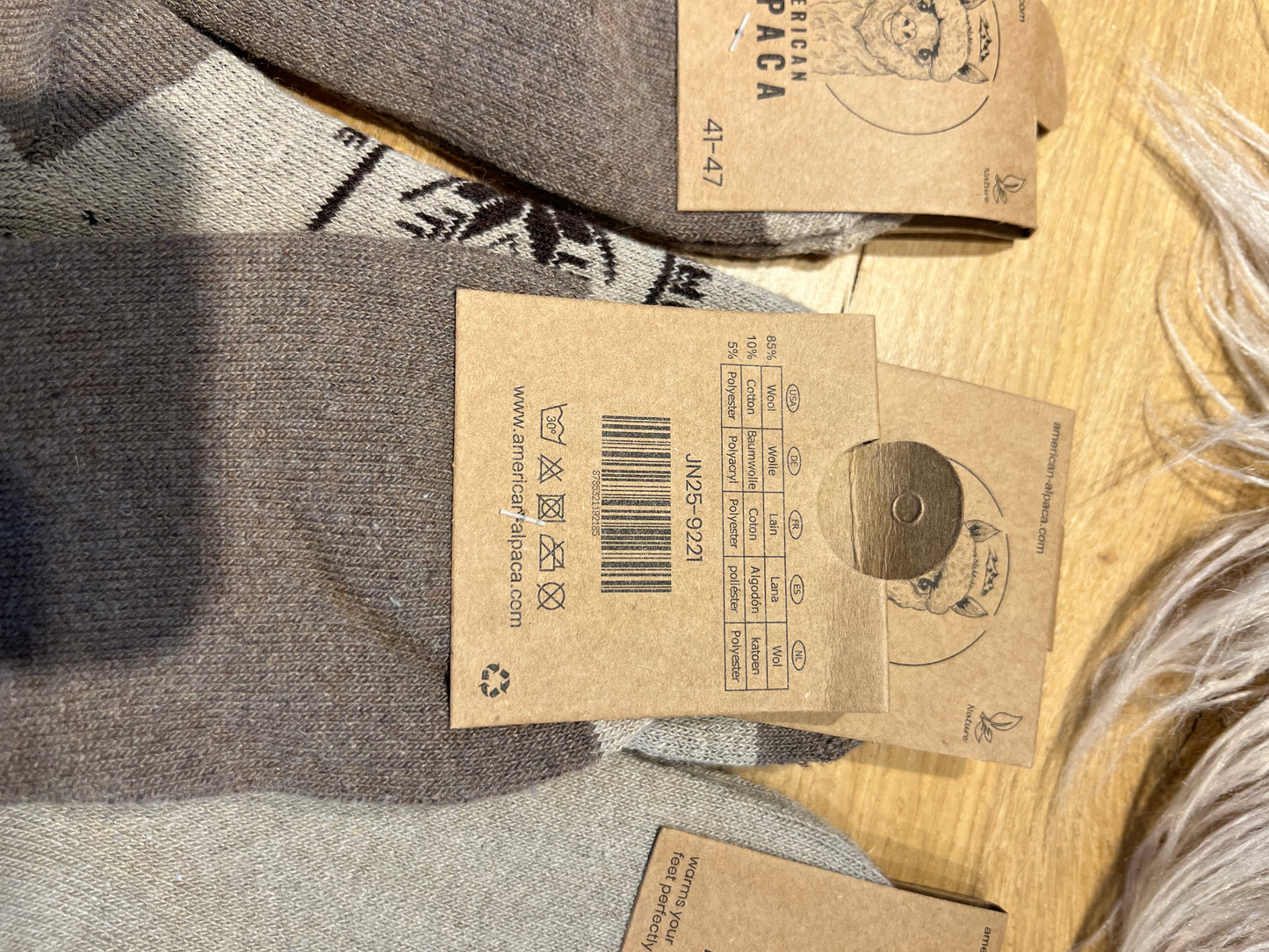 ✅ Alpaca Socken Gr. 36-41 "Taupe mit Rentier"