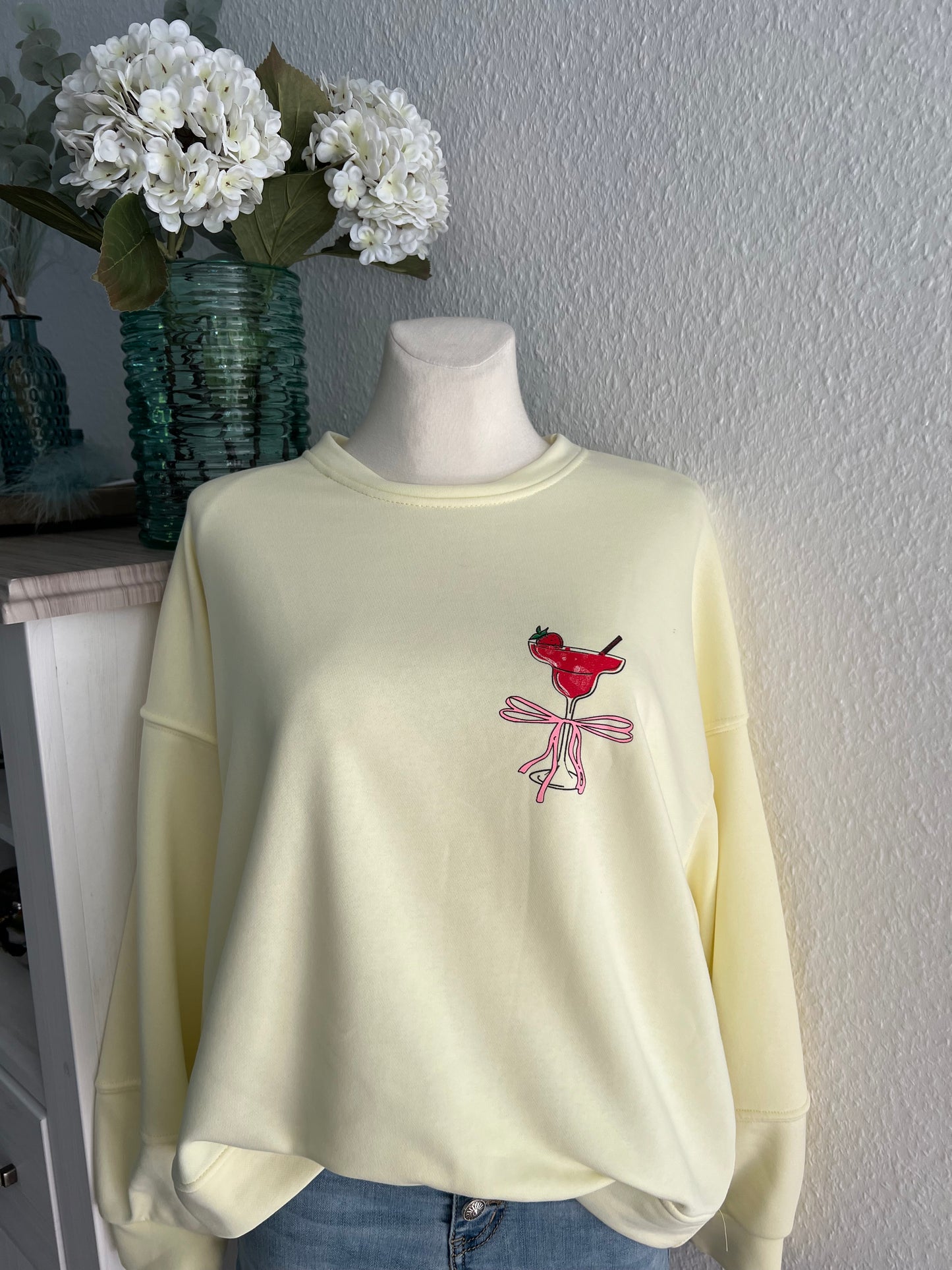 Sweatshirt in gelb mit Print