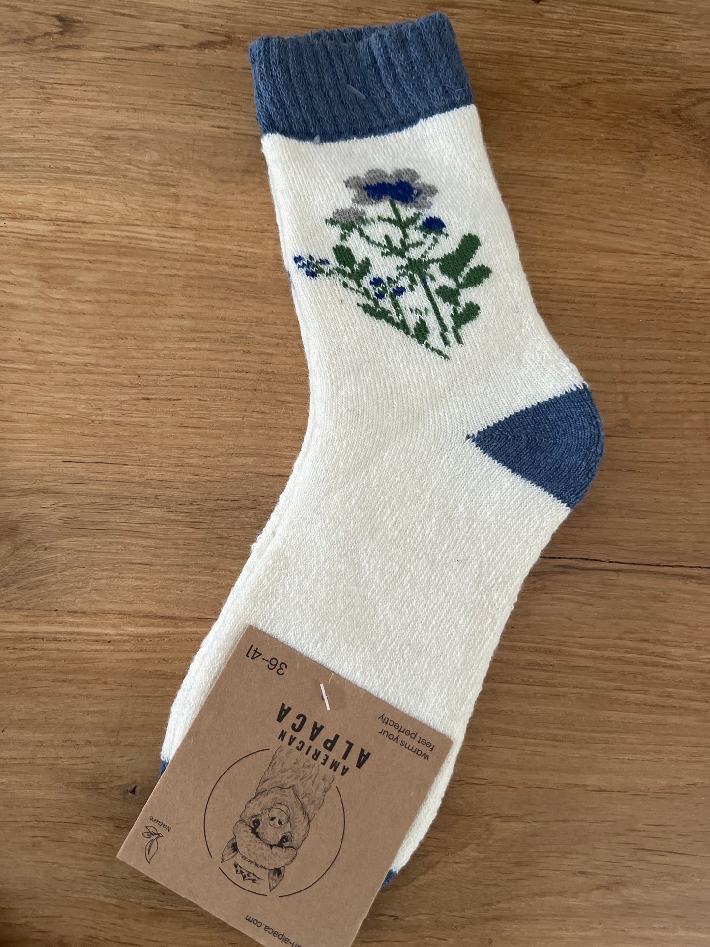 Alpaca Socken blau / creme 36-41