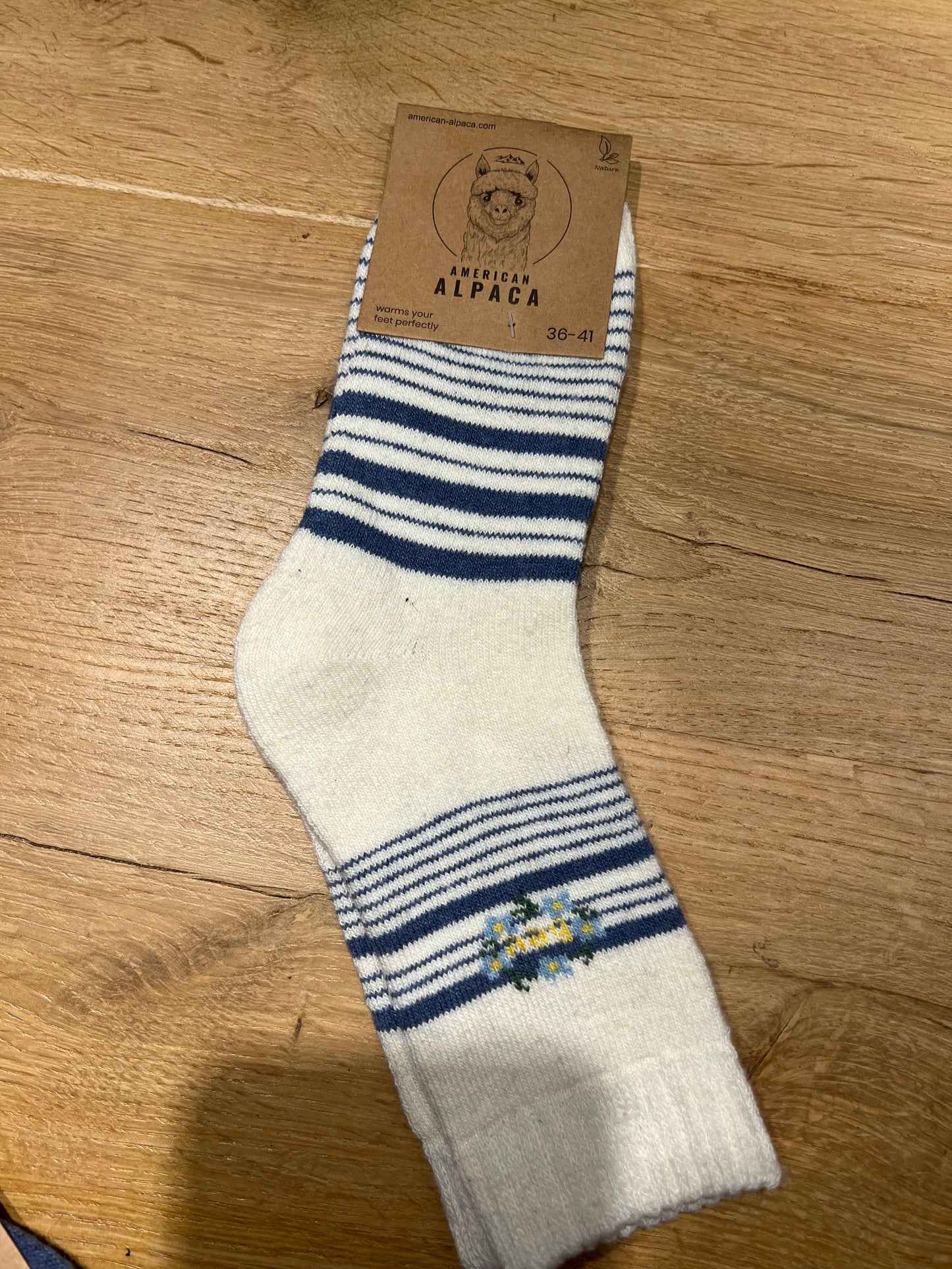 ✅Alpaca Socken Gr. 36-41 "Blau Creme"