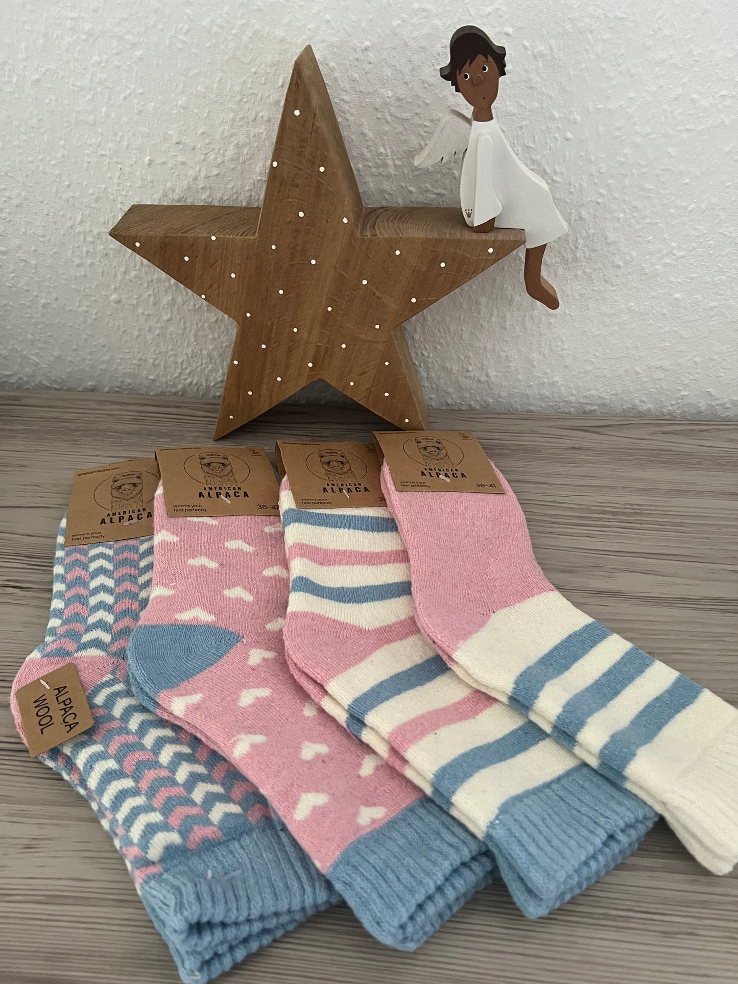 Alpaca Socken Gr 36-41 rosa blau