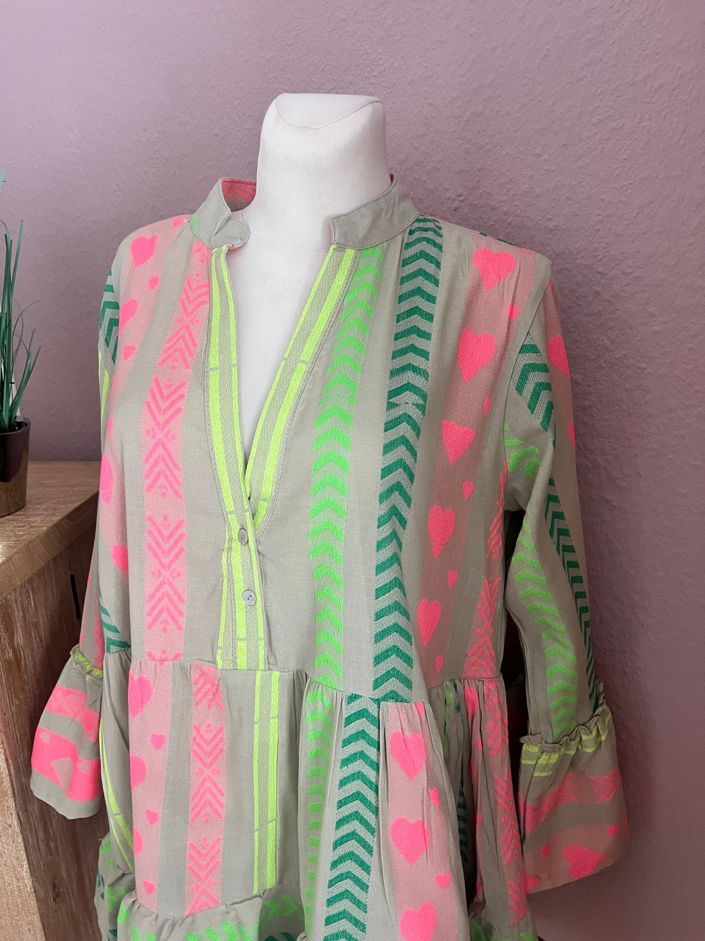 Sommerkleid mint beige pink