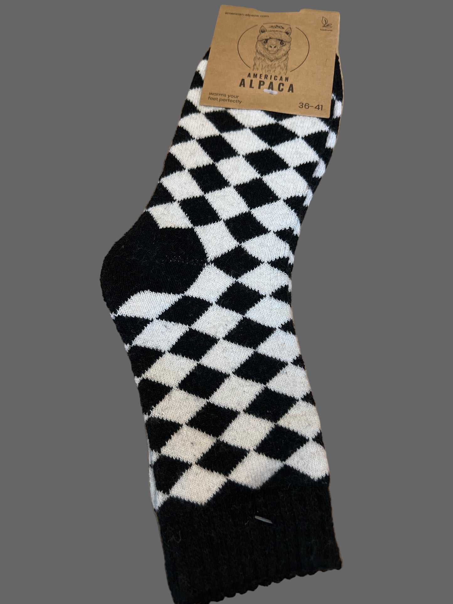 Alpaca Socken schwarz weiß Gr 36-41