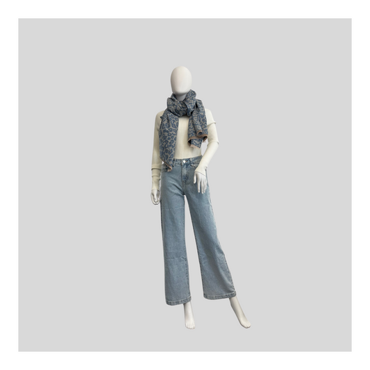 Schal lang Leo blau beige oder schwarz