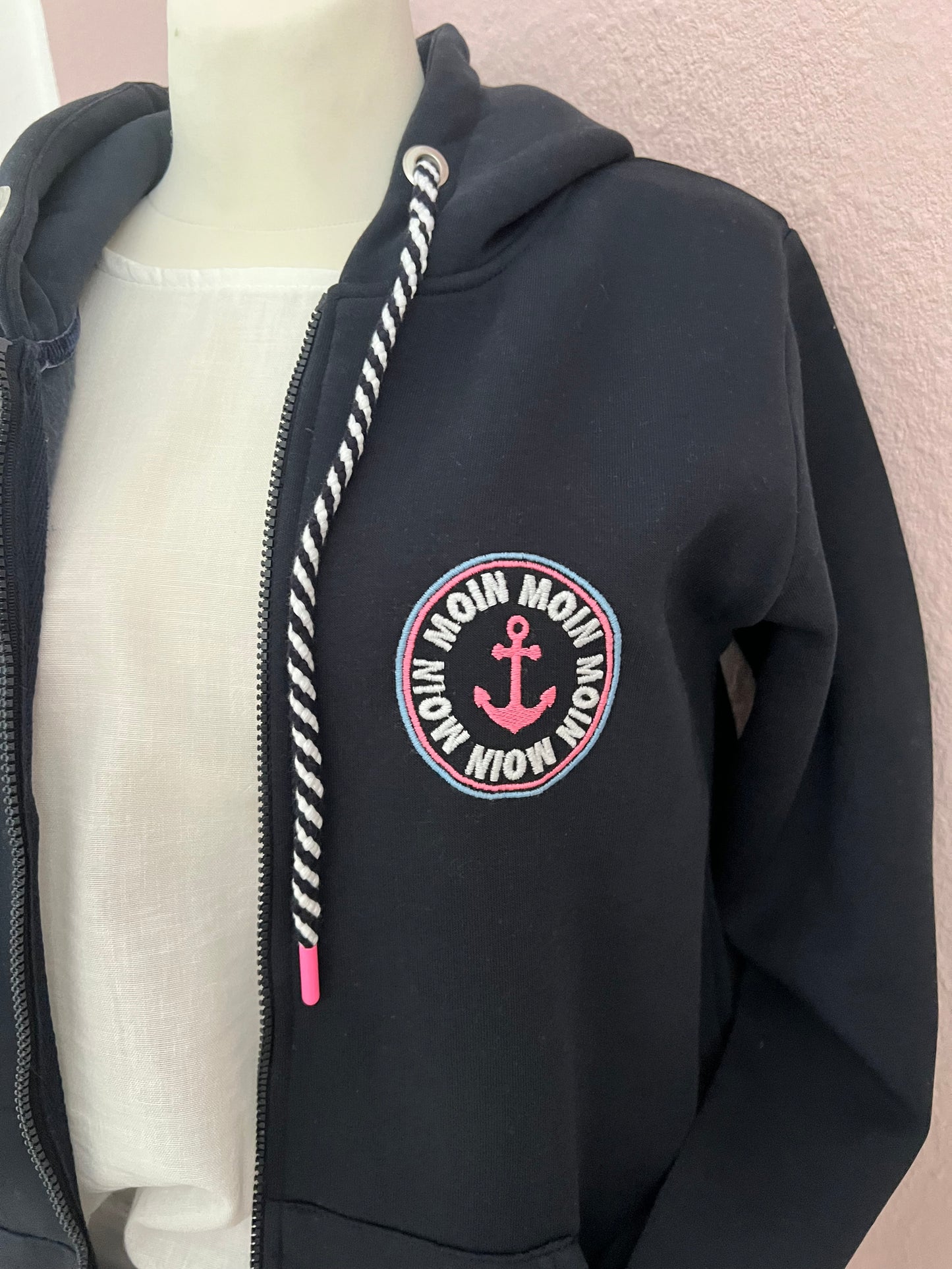 Zwillingsherz Hoodiejacke Anker Kreis Classic Marine