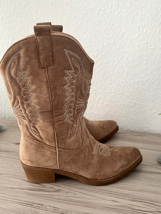 Midi Cowboy Stiefel "Nora - Taupe 2331 helle Naht