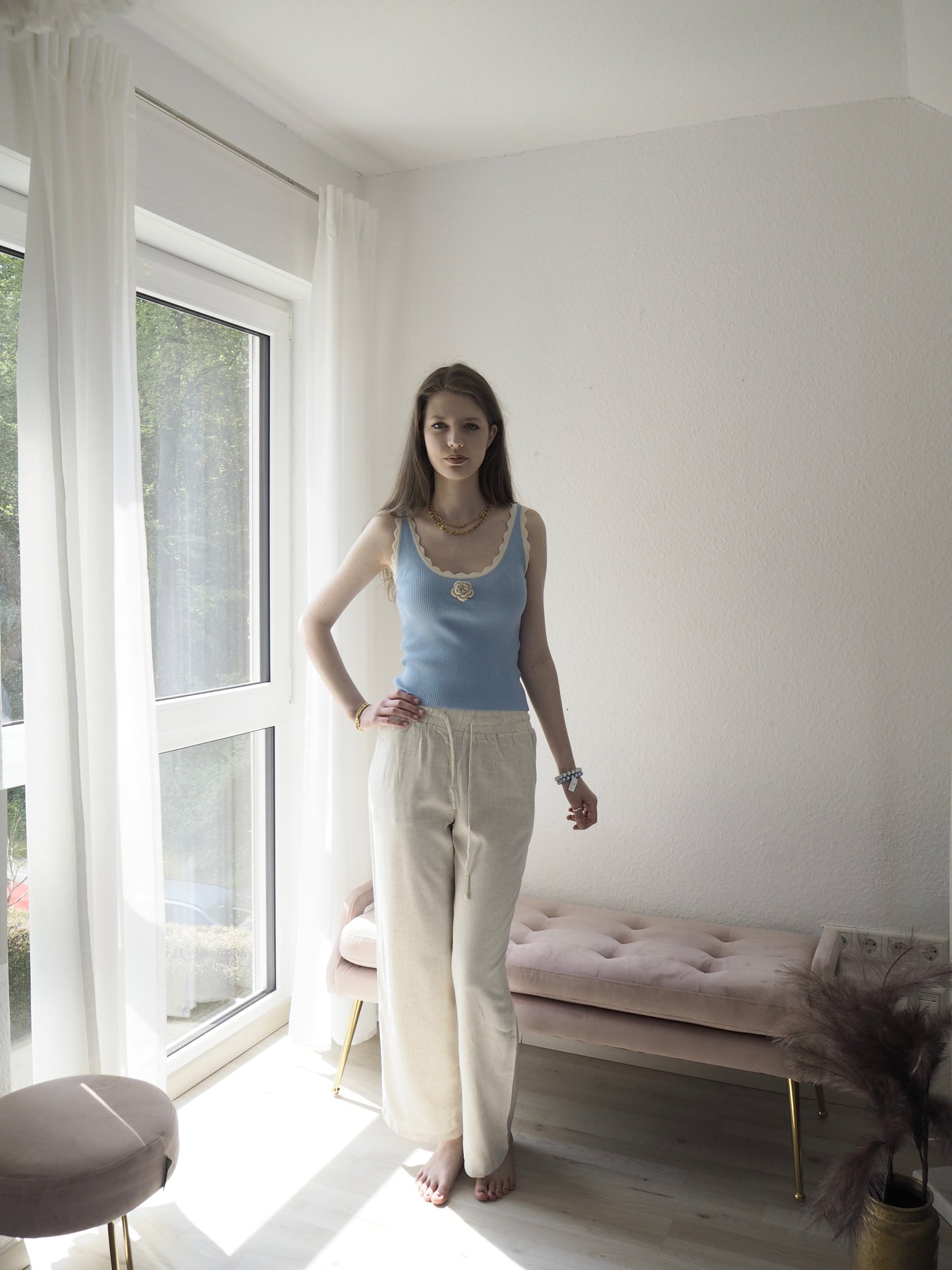 Lange Leinenhose "Beige"