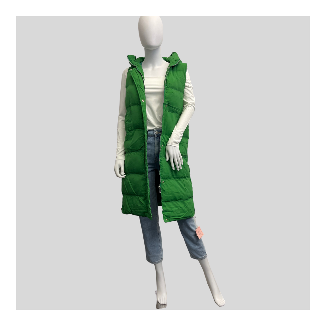 Lange Steppweste "Grün"