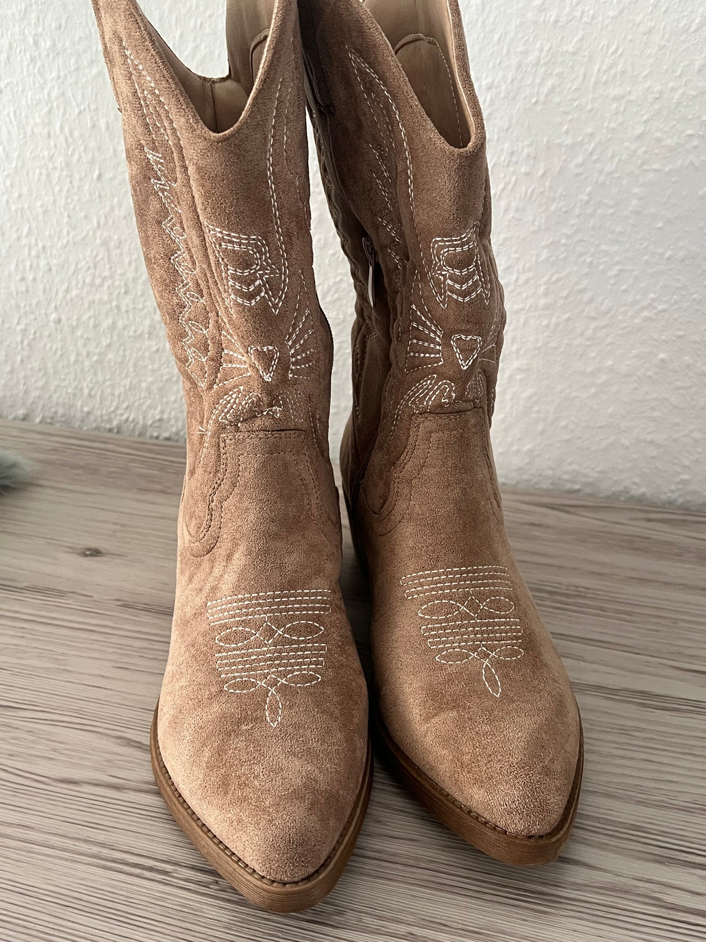 Midi Cowboy Stiefel "Nora - Taupe