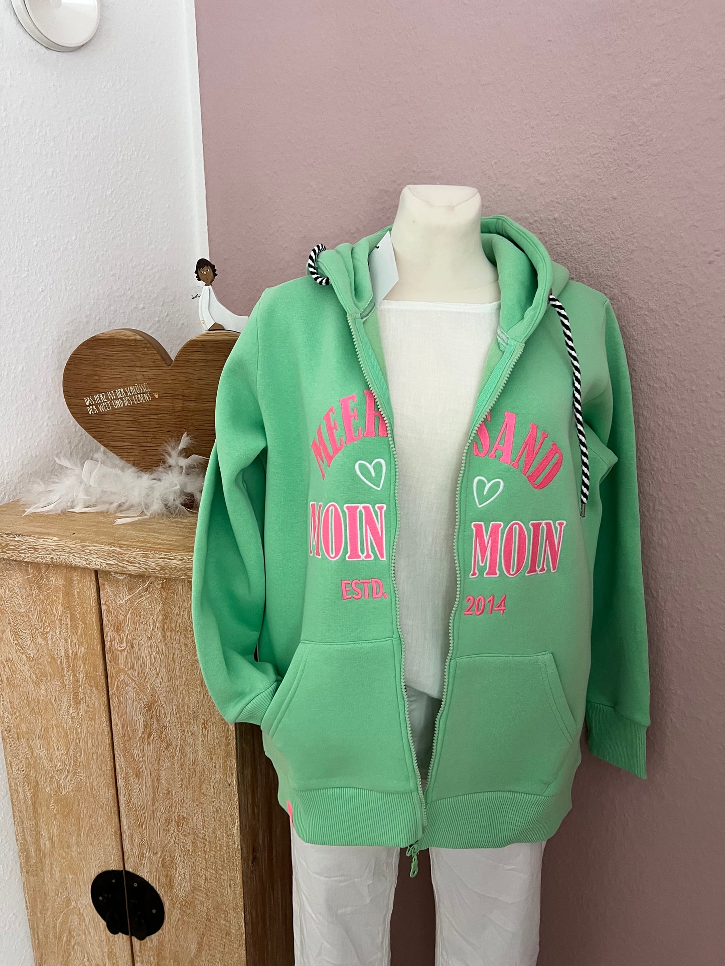 Zwillingsherz Hoodiejacke Moin Moin mint