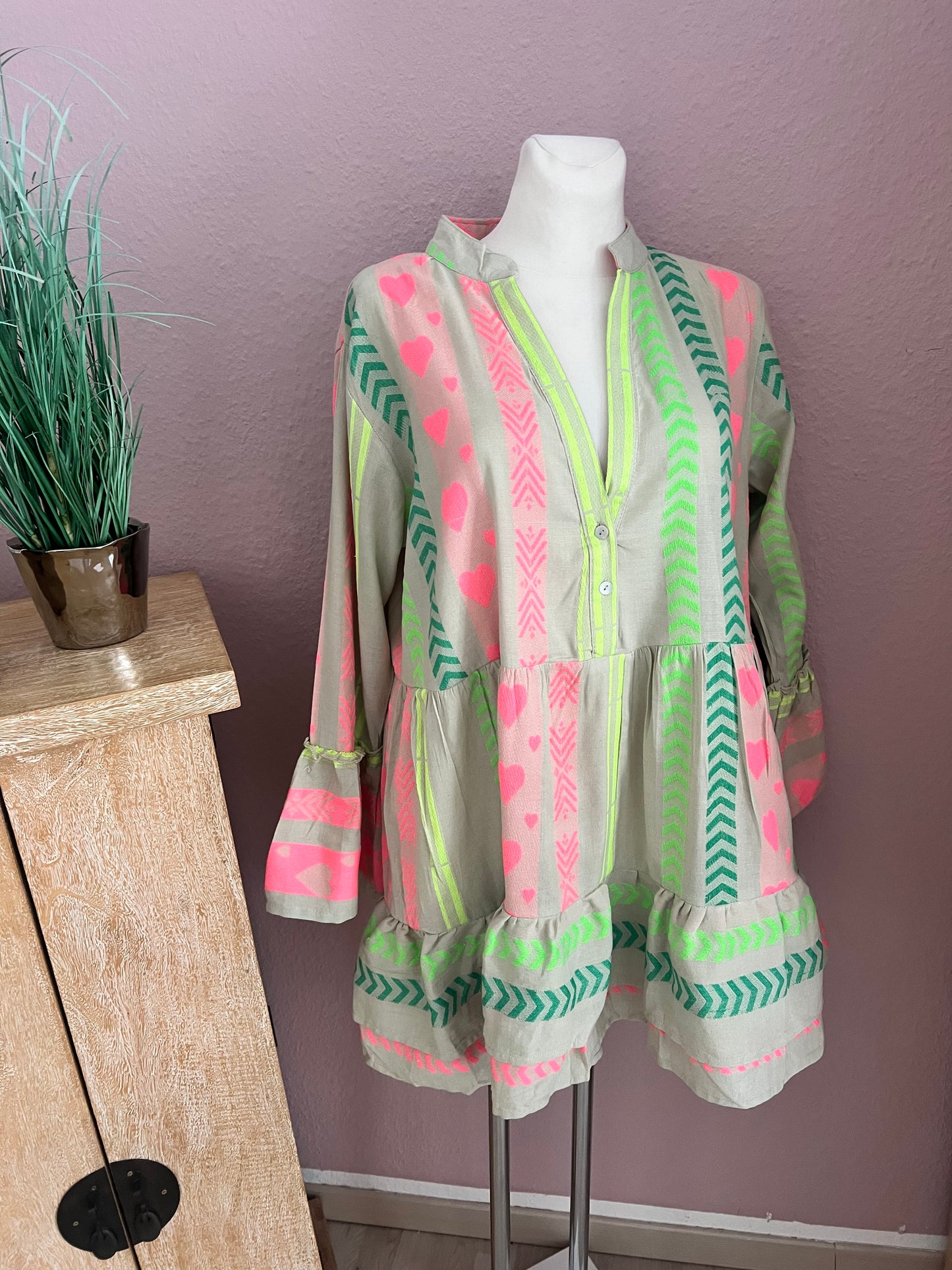 Sommerkleid mint beige pink