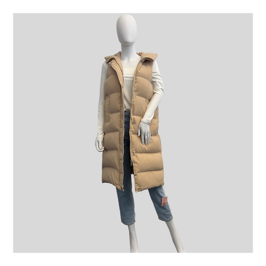 Lange Steppweste "Beige"