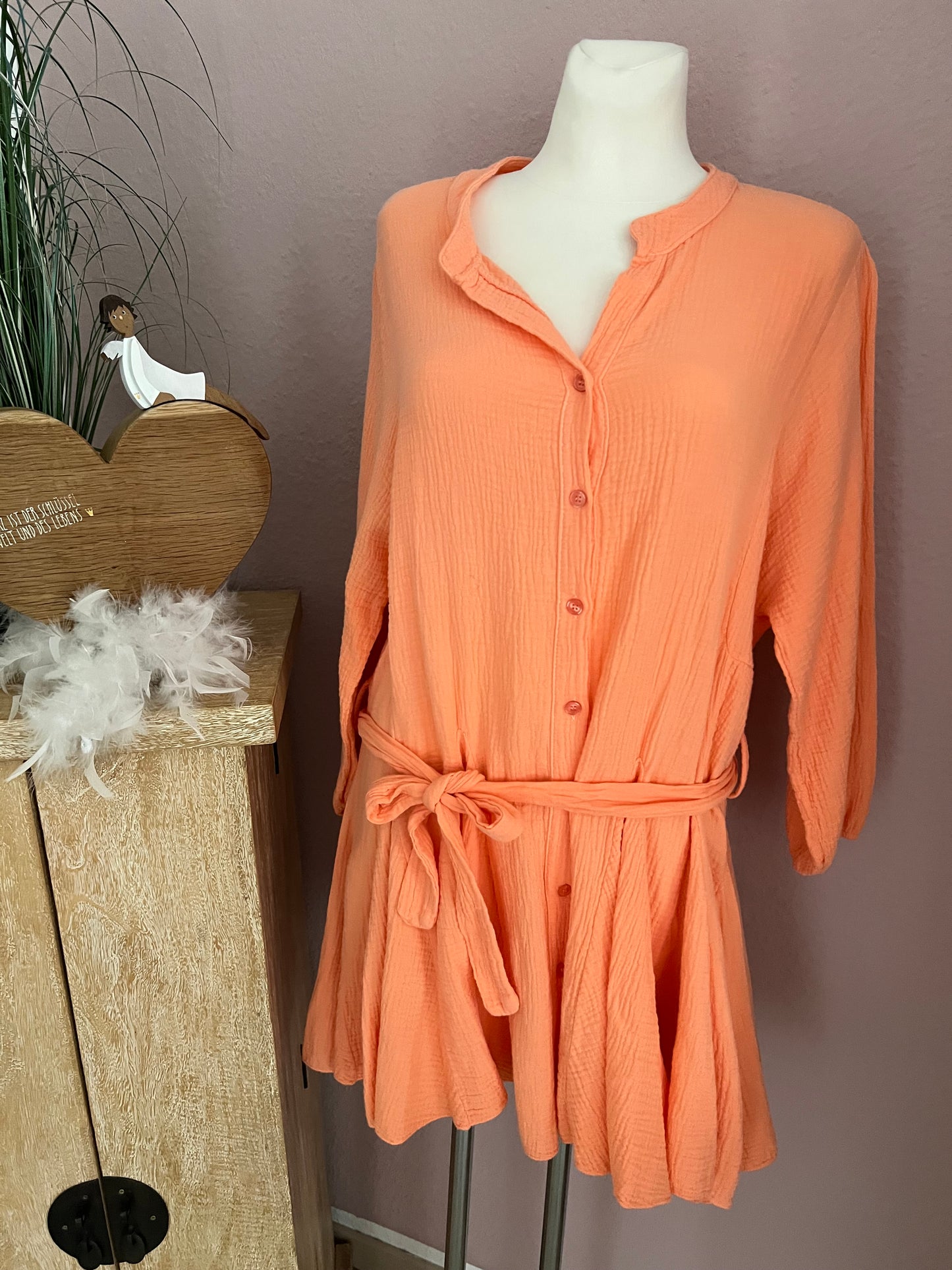 Musselin Kleid zum binden orange