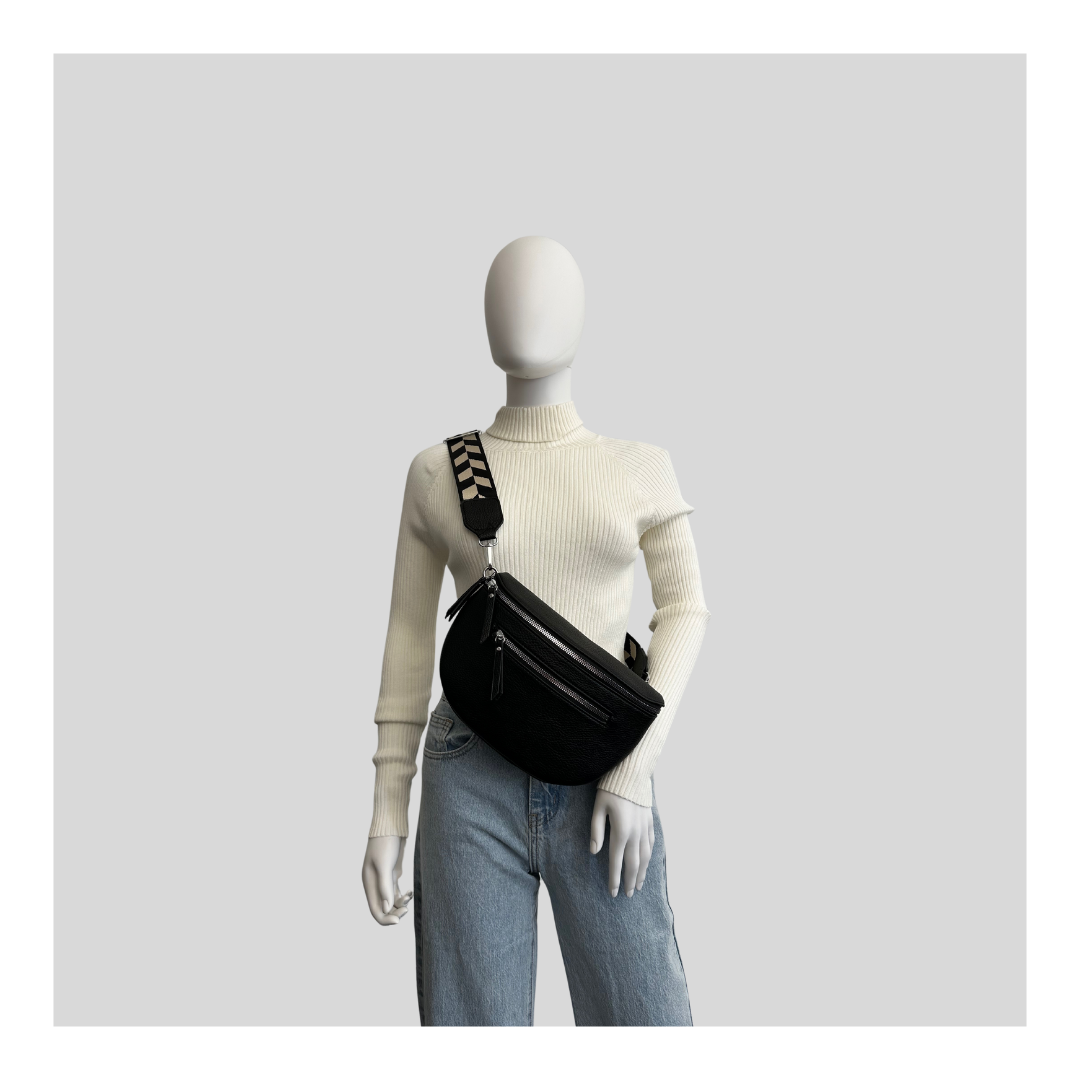 Crossbody "2 Reißverschlüsse und Stoffgurt"
