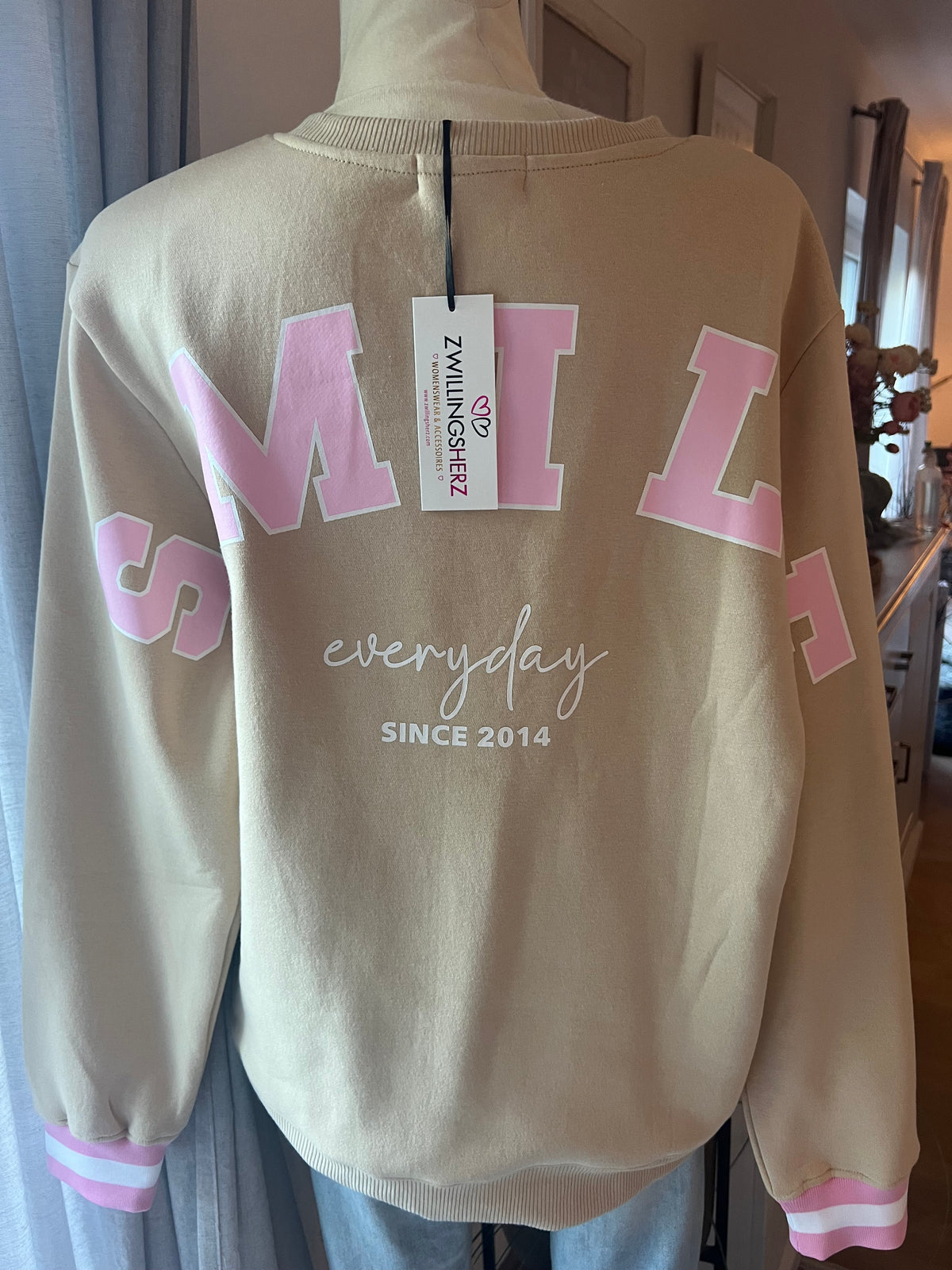 Sweatshirt Smile in Beige Zwillingsherz