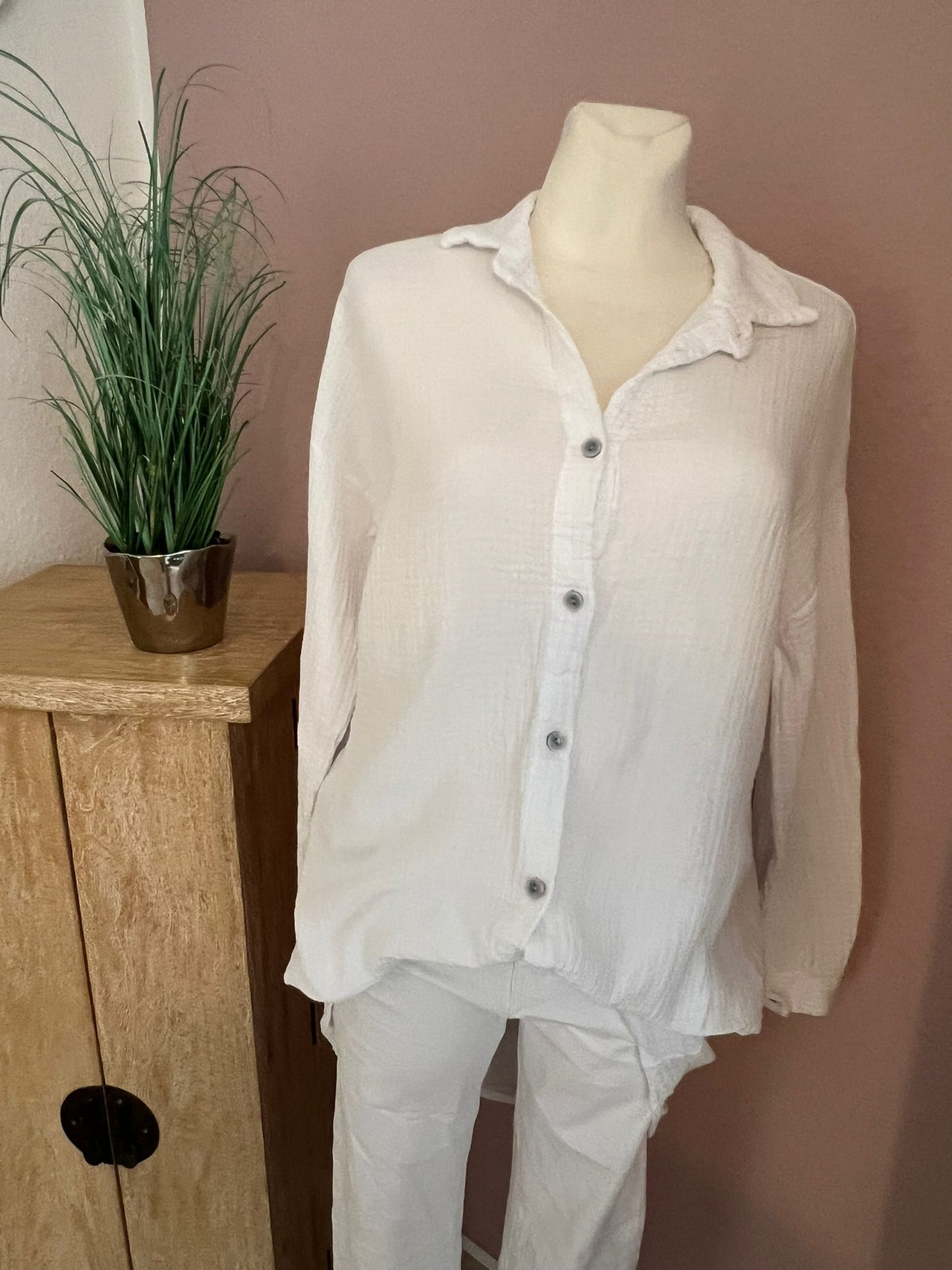 Musselin Bluse hinten lang