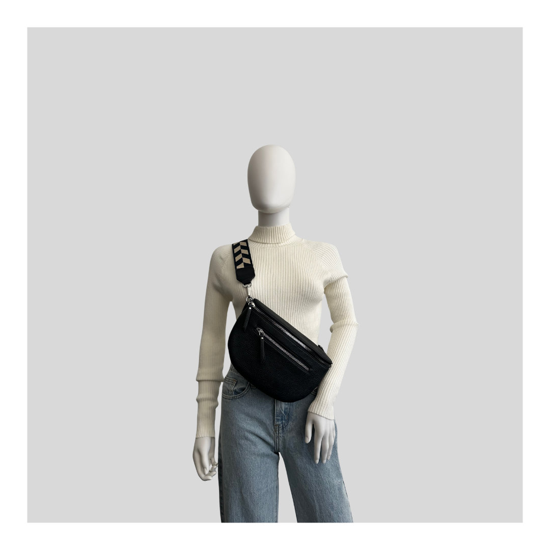 Crossbody "2 Reißverschlüsse und Stoffgurt"