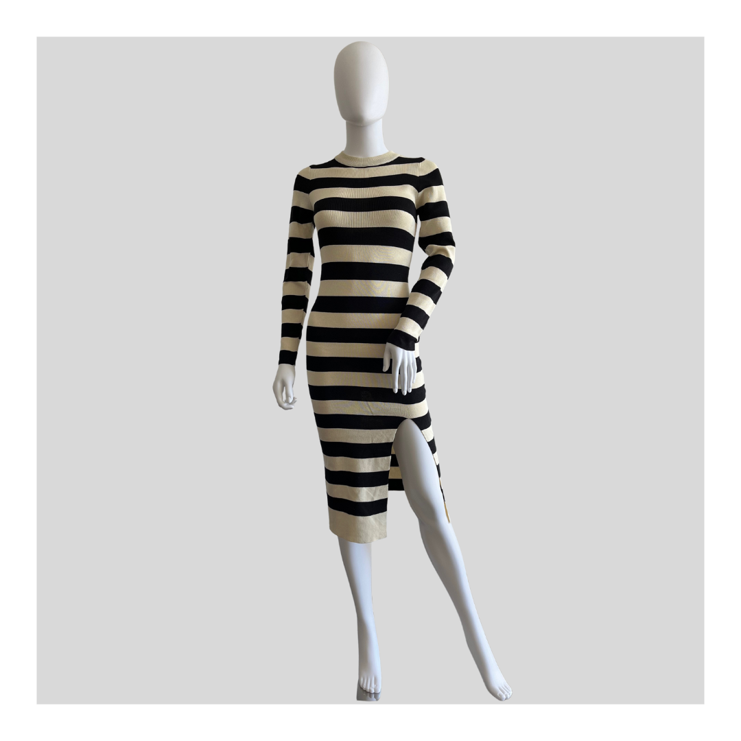 Enganliegendes Kleid "Beige Schwarz"