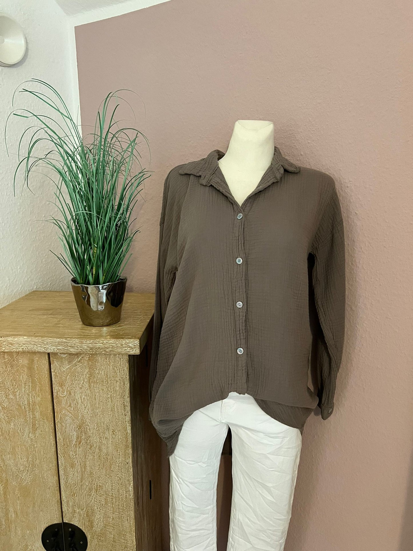 Musselin Bluse hinten lang