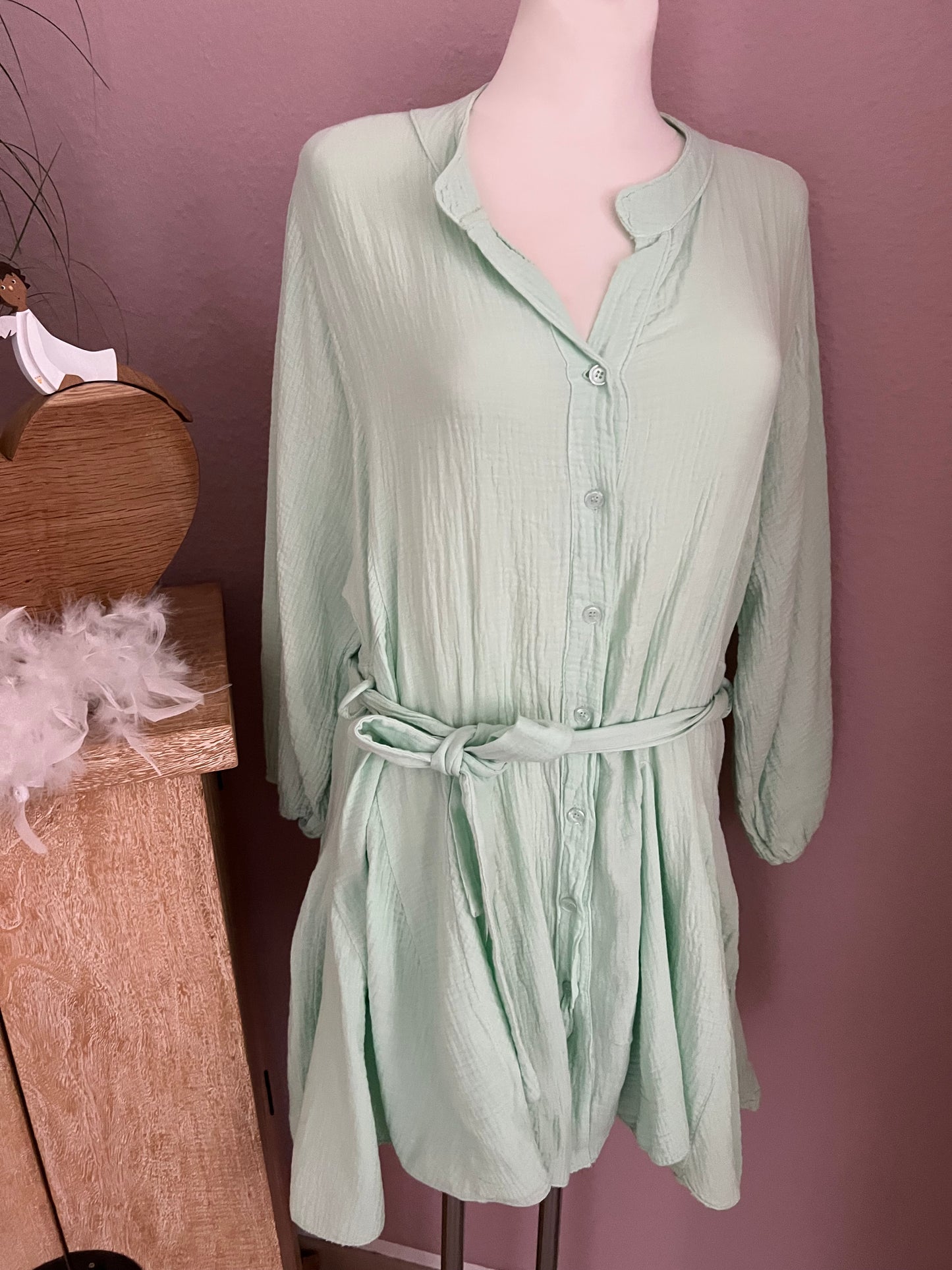 Musselin Kleid zum binden mint