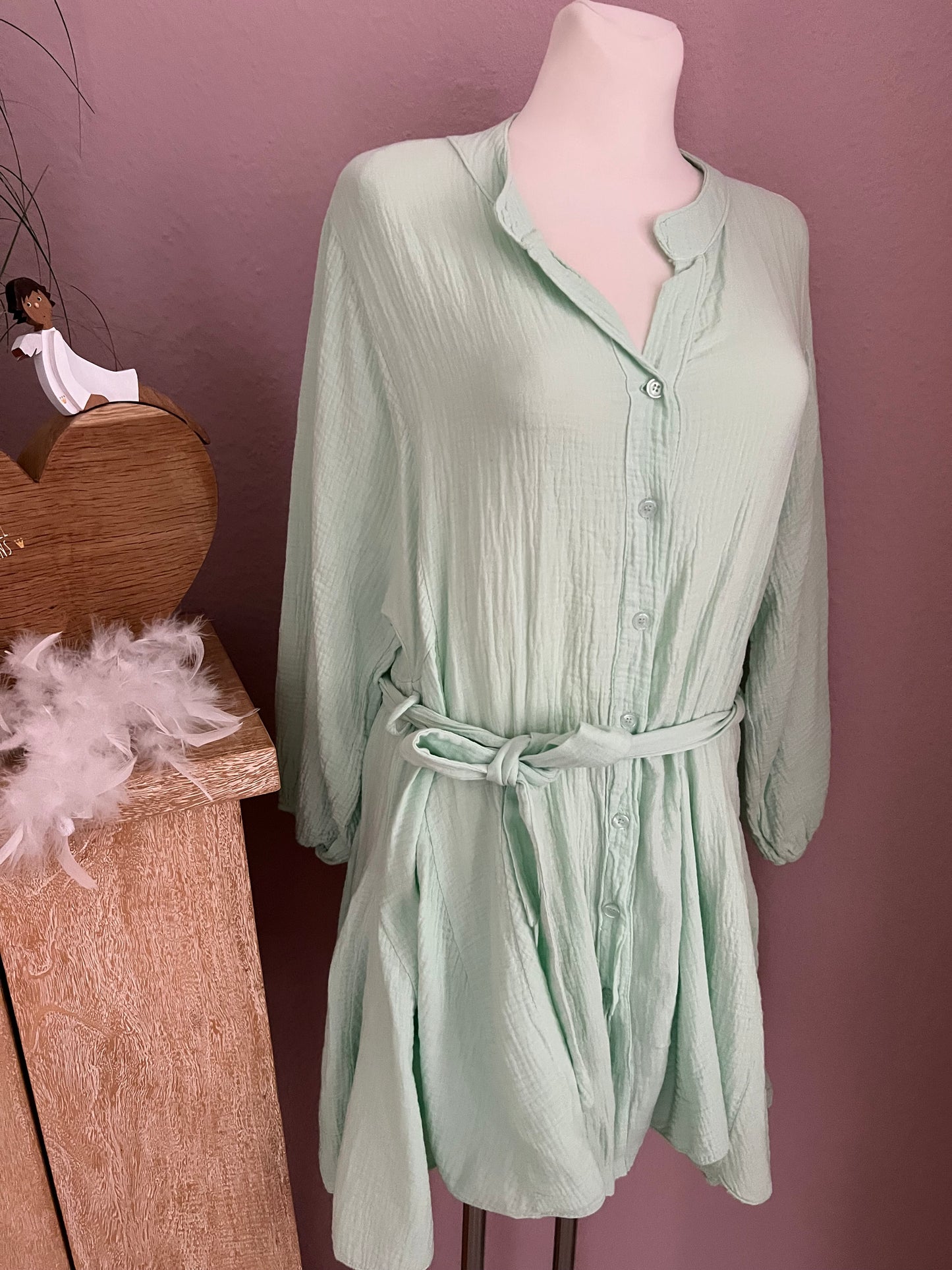 Musselin Kleid zum binden mint