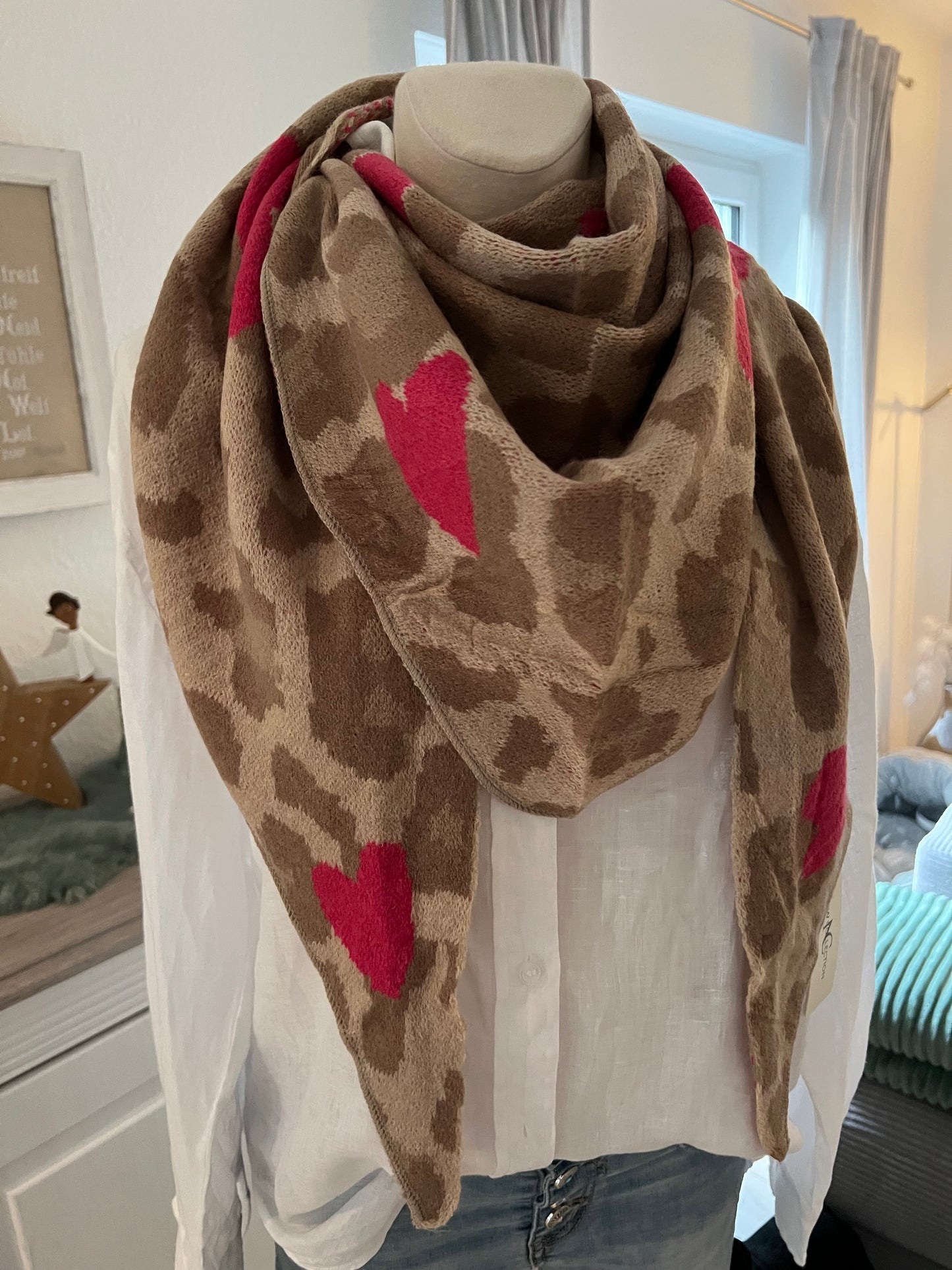 Dreieckschal "Leo mit pinkem Herz"