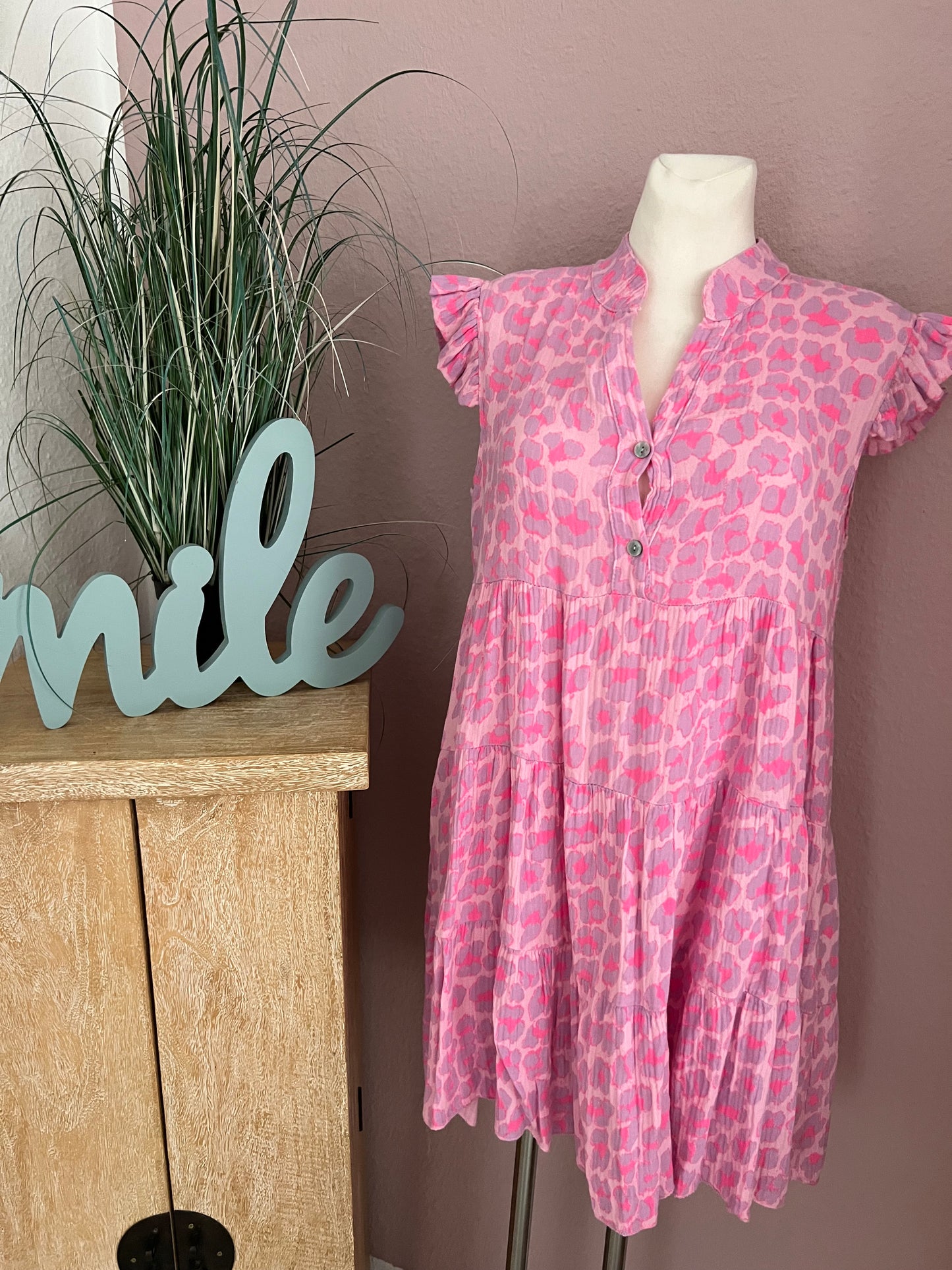 Musselin Kleid rosa flieder Leo