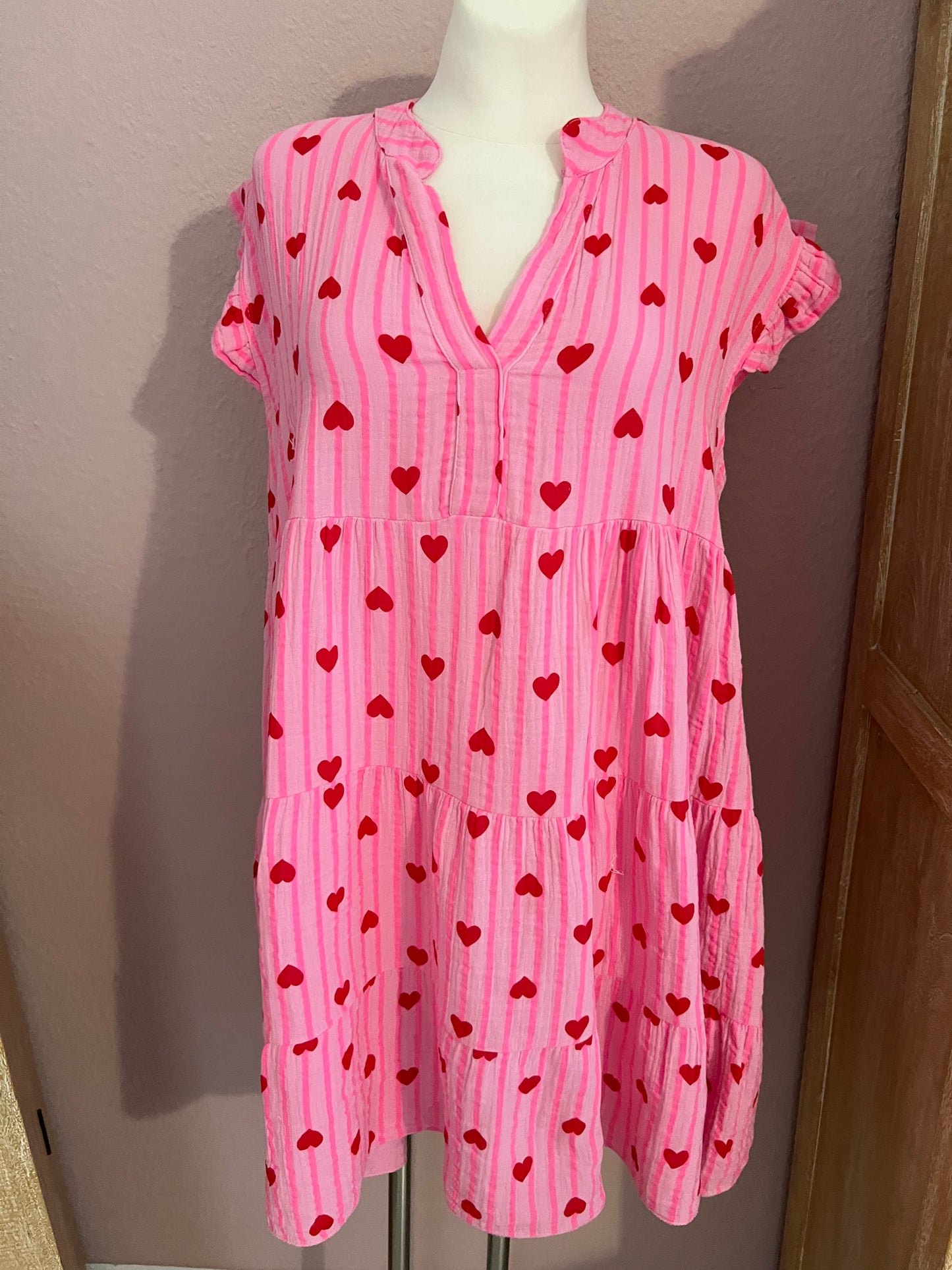 Pinkes Musselin Kleid "Kurz - Herz"