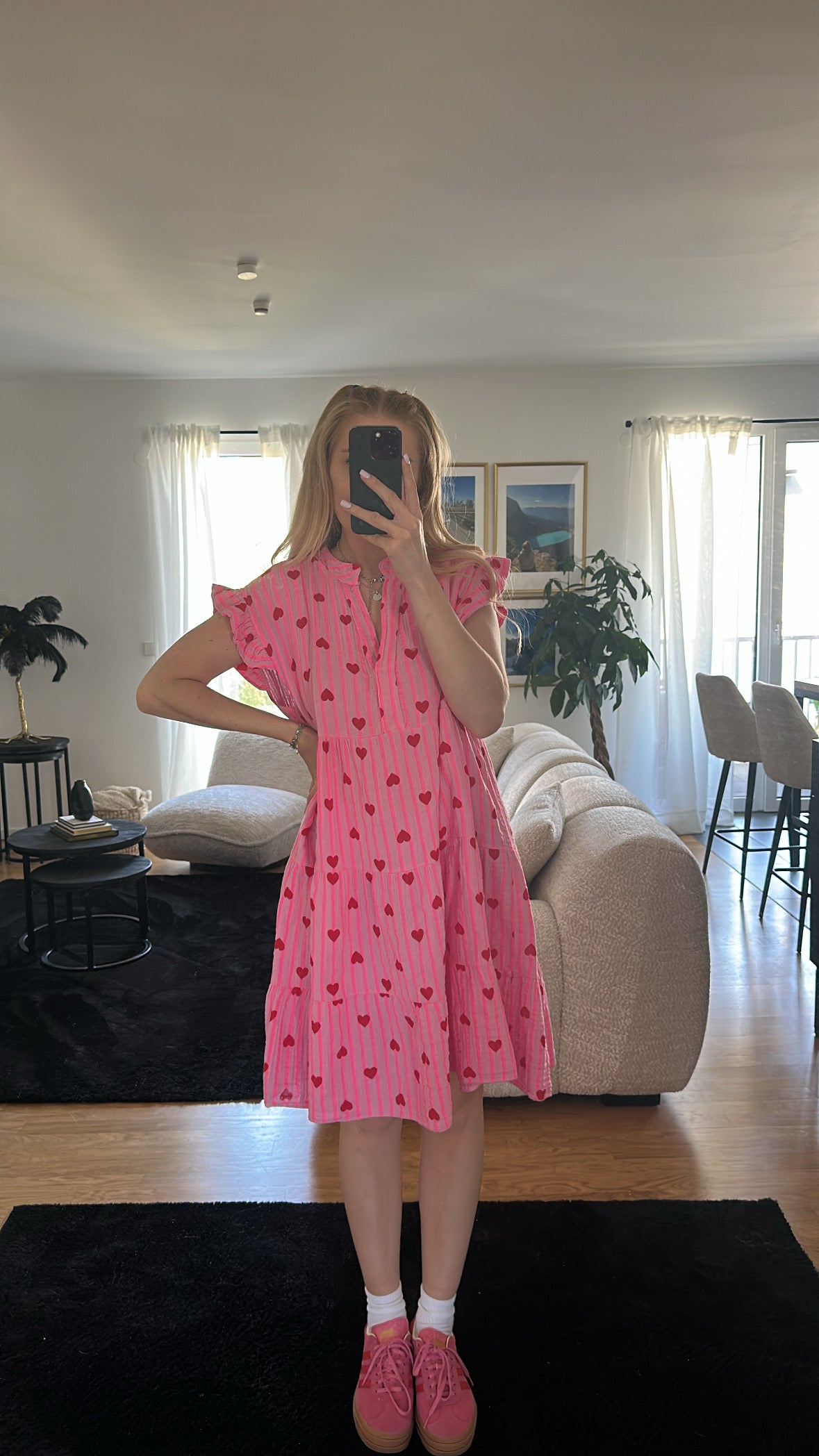 Pinkes Musselin Kleid "Kurz - Herz"