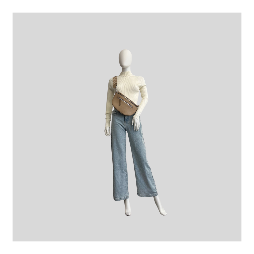 Crossbody "2 Reißverschlüsse und Stoffgurt"