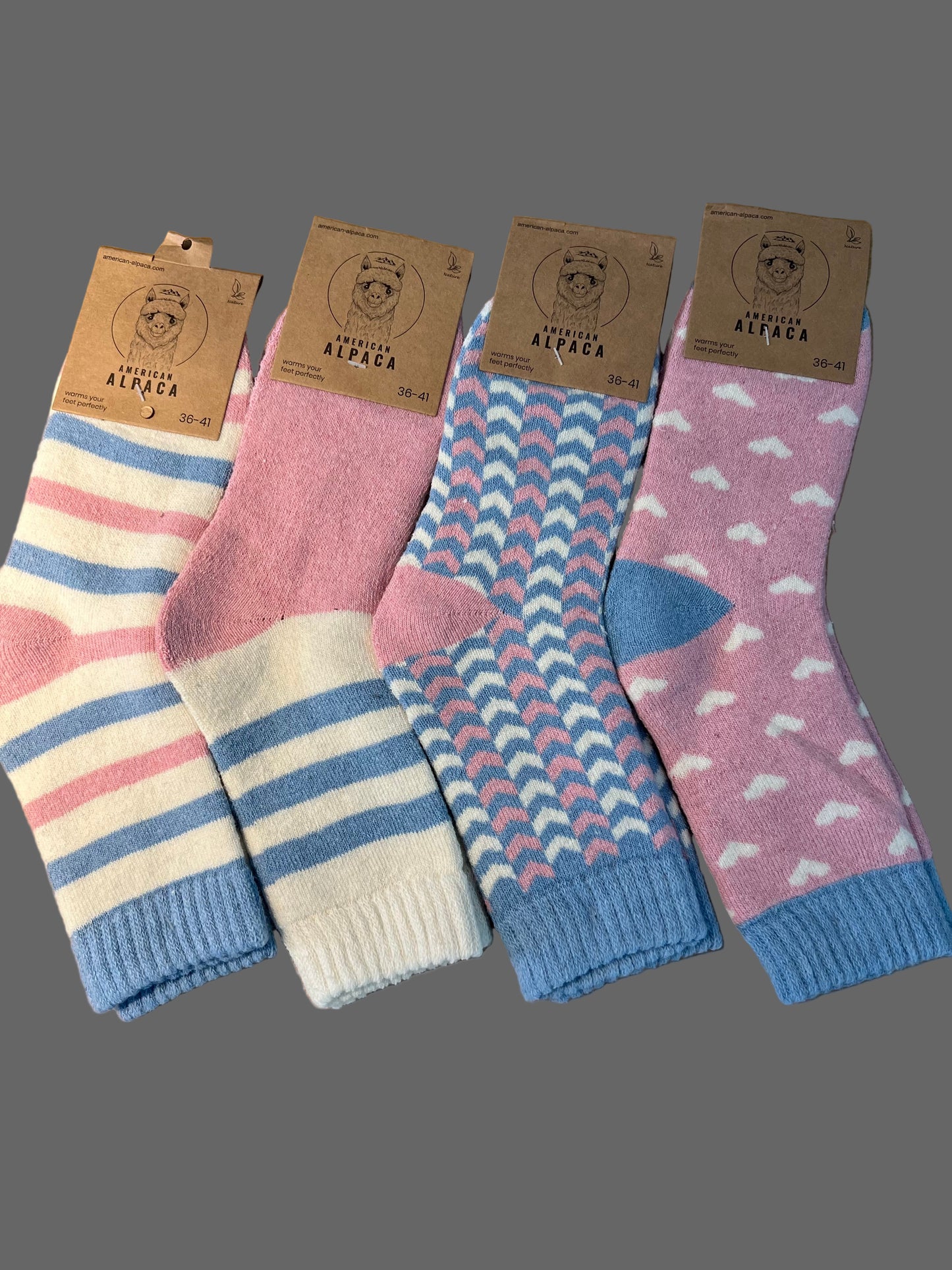 Alpaca Socken rosa hellblau Gr 36-41