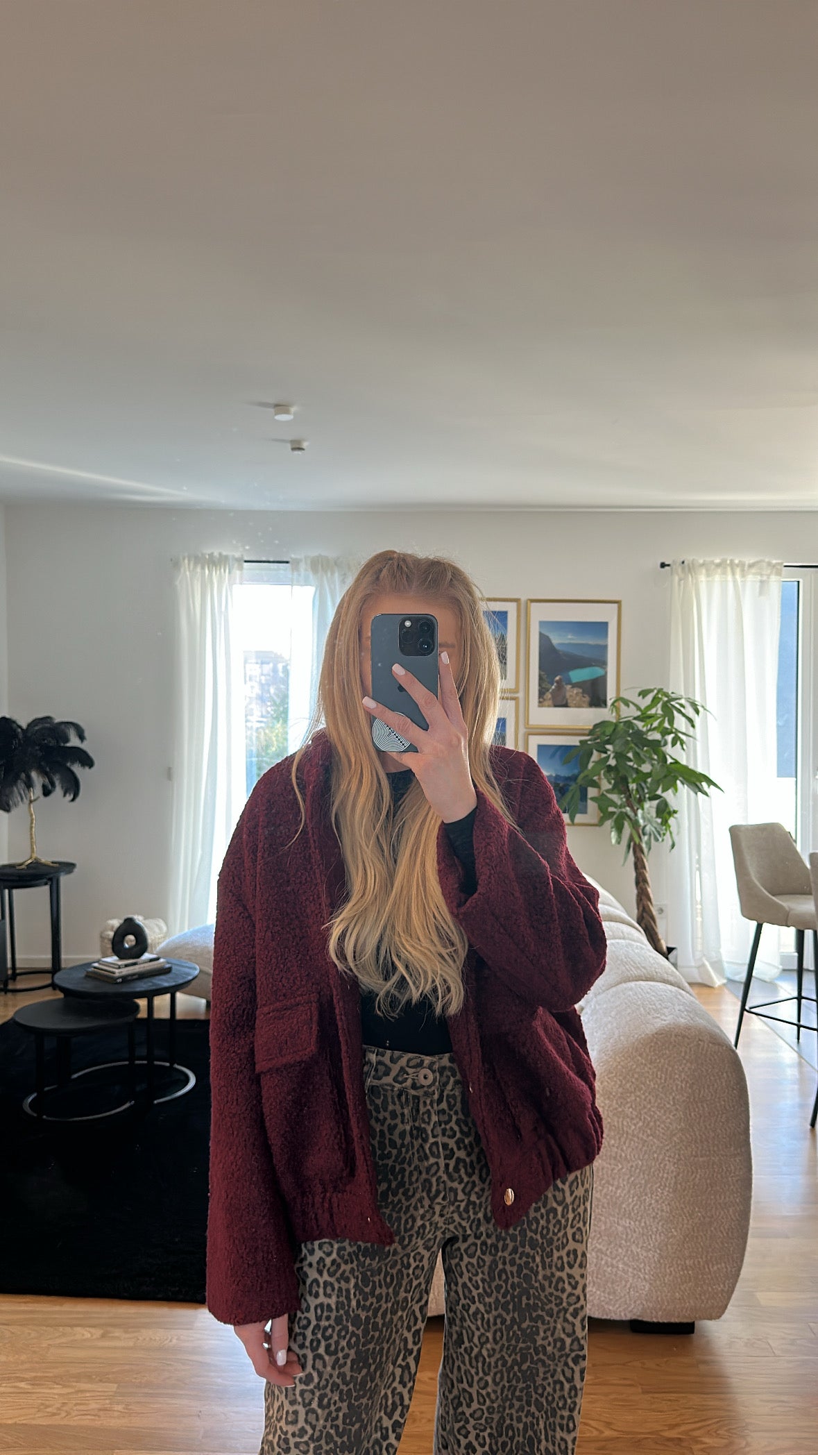 Boucle Jacke “Burgunder”
