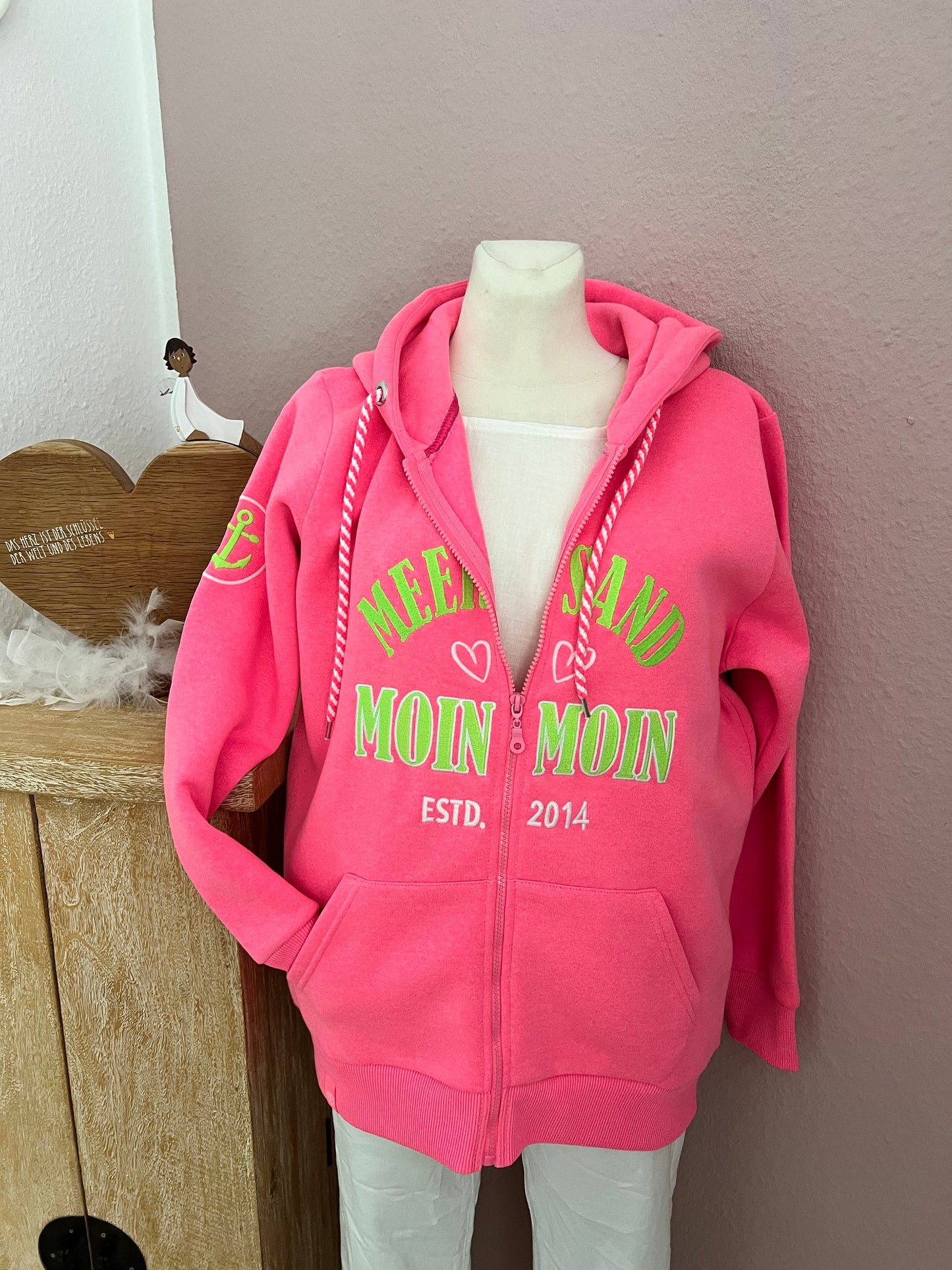 Zwillingsherz Hoodiejacke Moin Moin pink
