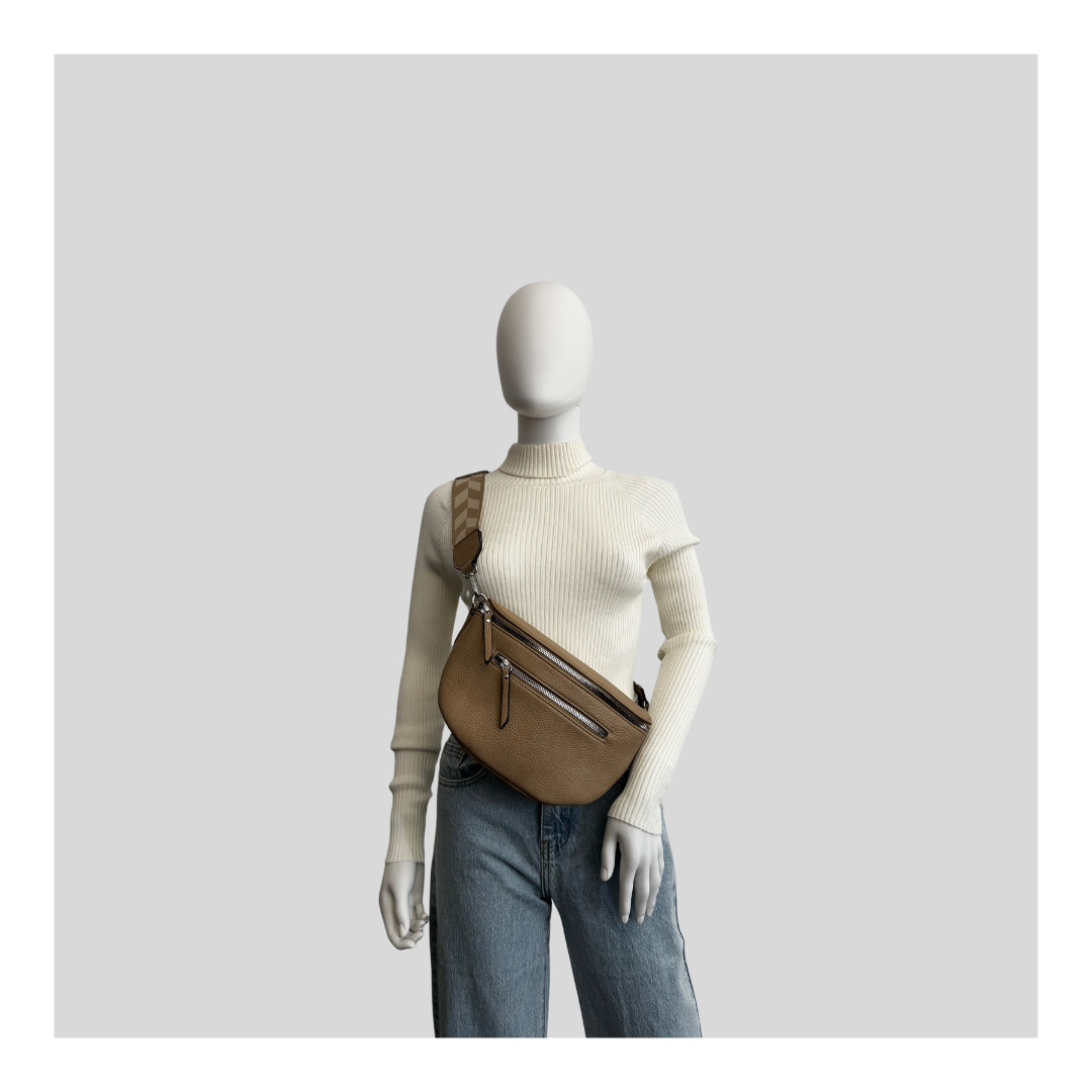 Crossbody "2 Reißverschlüsse und Stoffgurt"