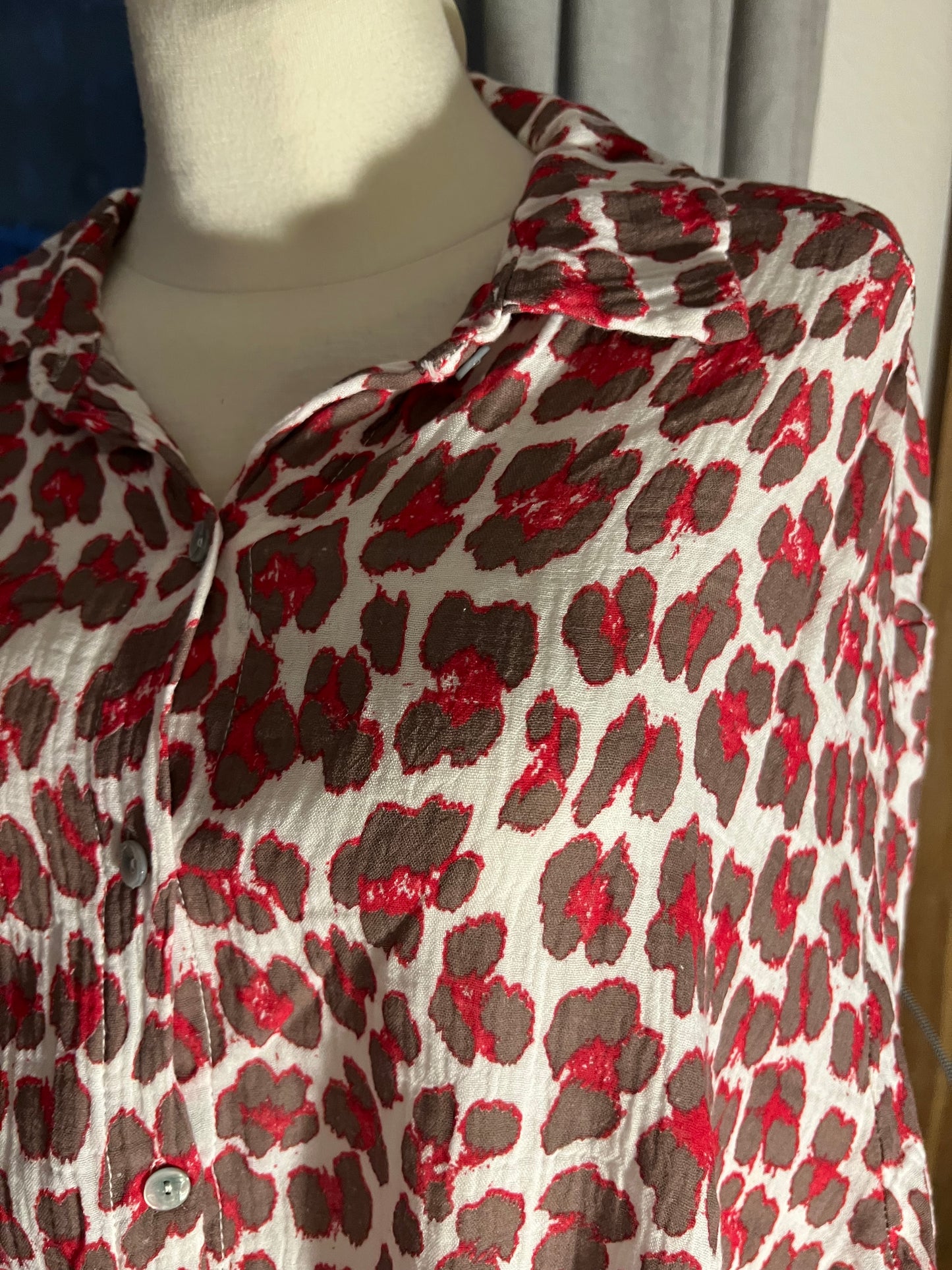 Musselin Bluse braun rot
