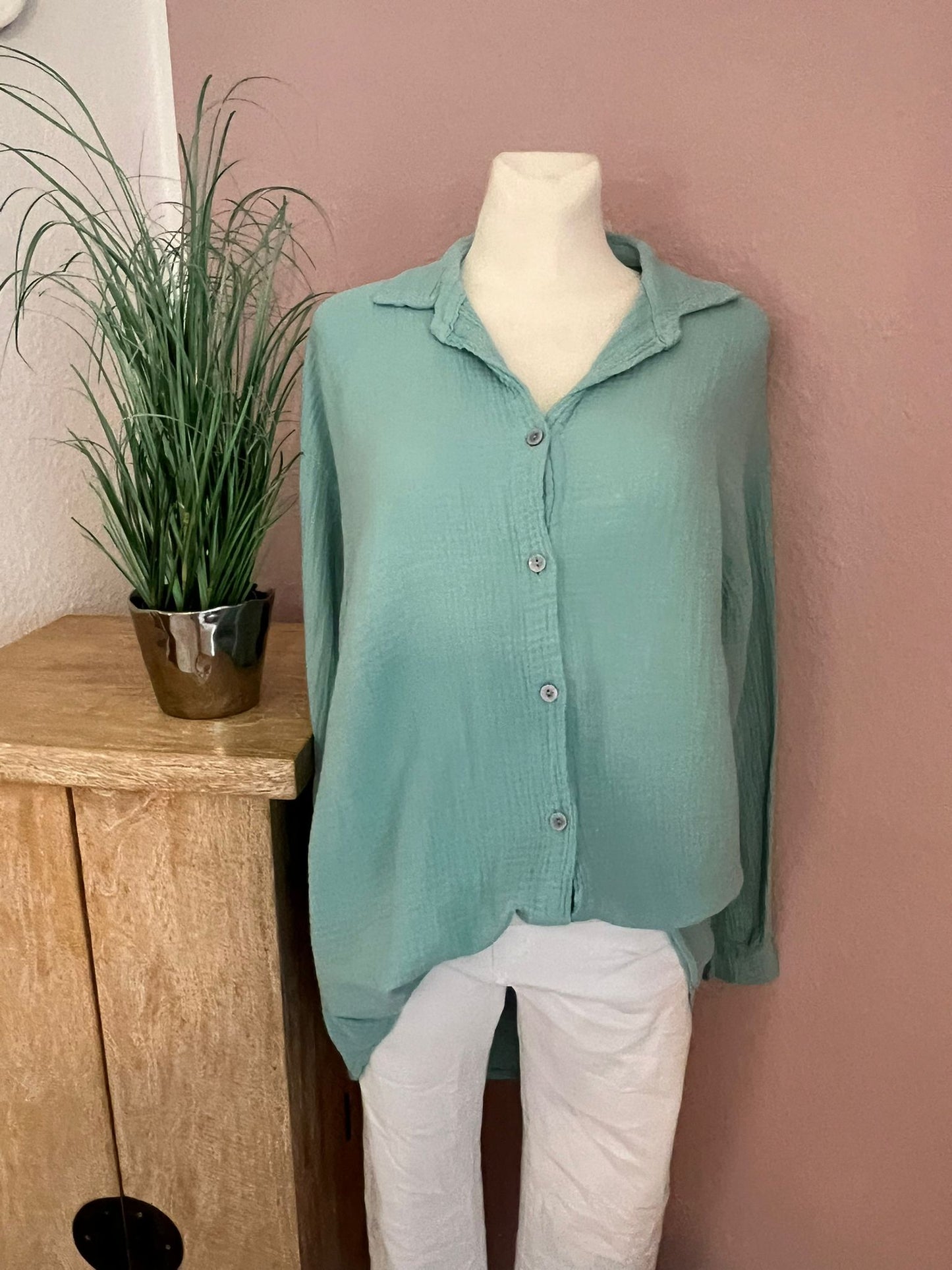 Musselin Bluse hinten lang
