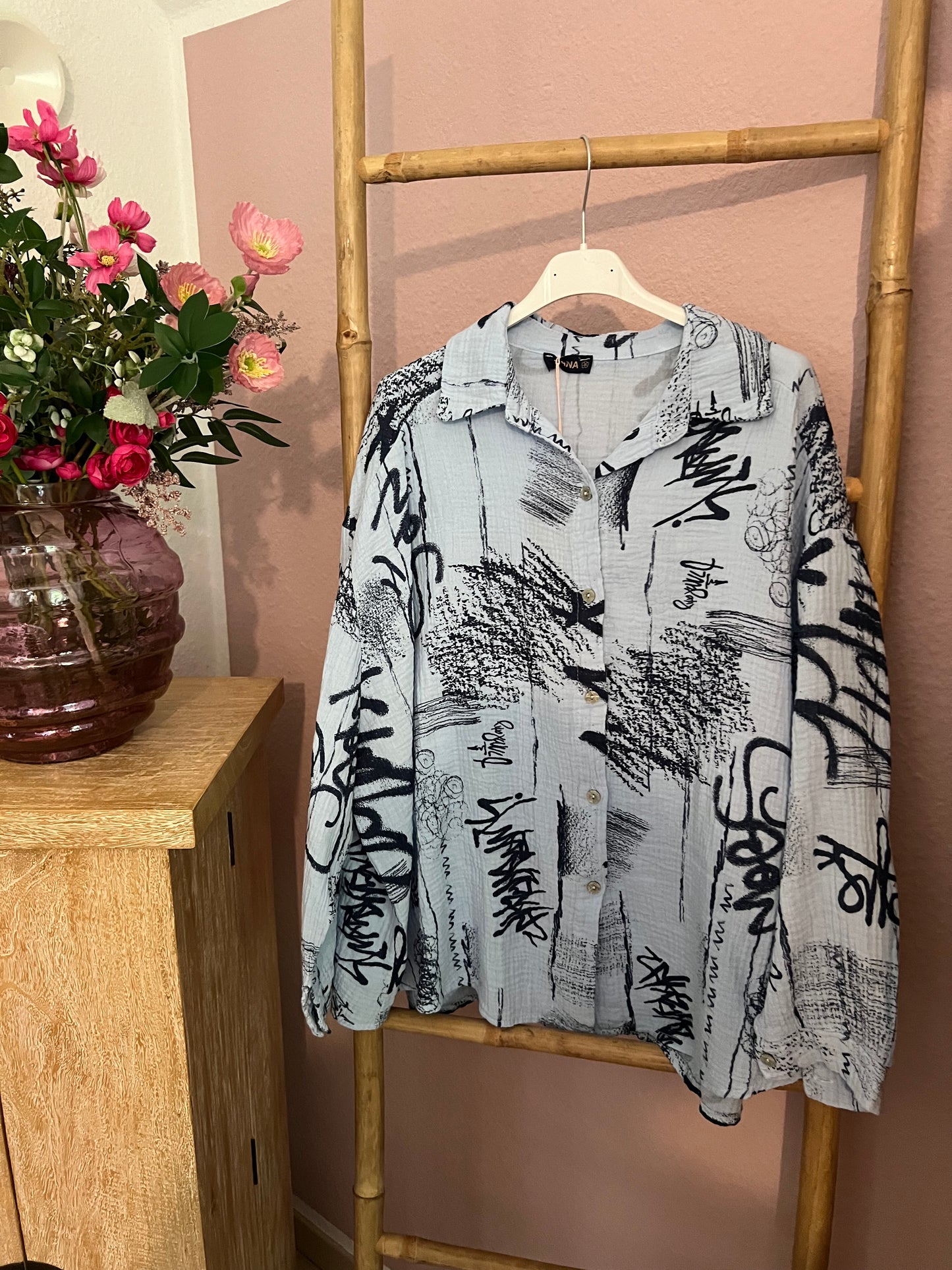 Musselin Bluse blau