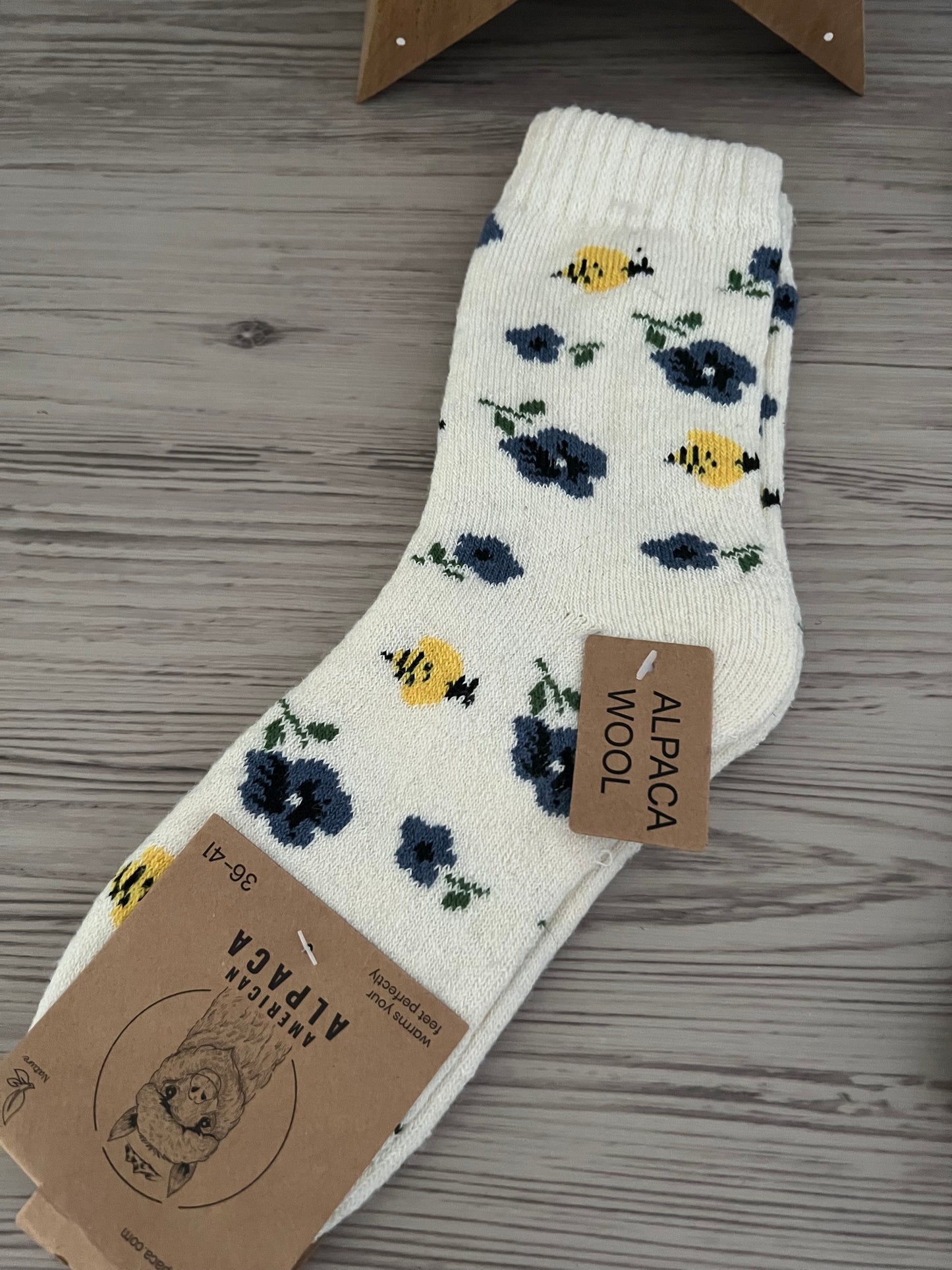 Alpaca Socken blau / creme 36-41