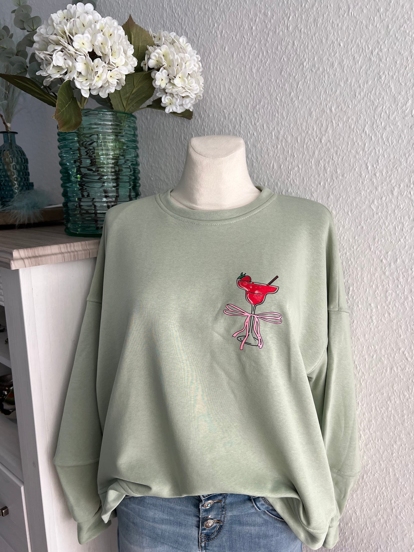 Sweatshirt in mint mit Print