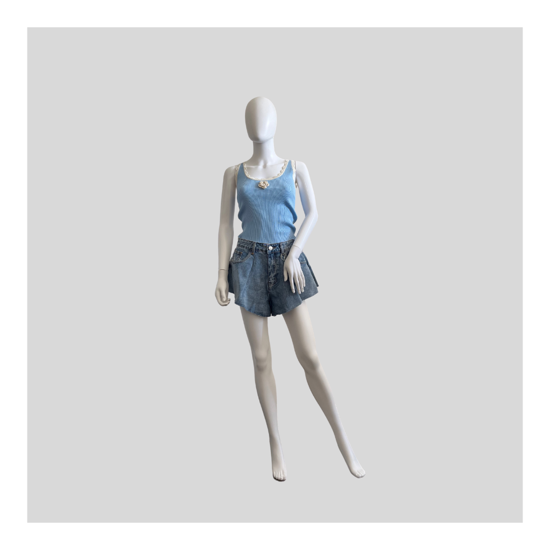 Top mit Blume "Blau"