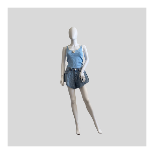 Top mit Blume "Blau"